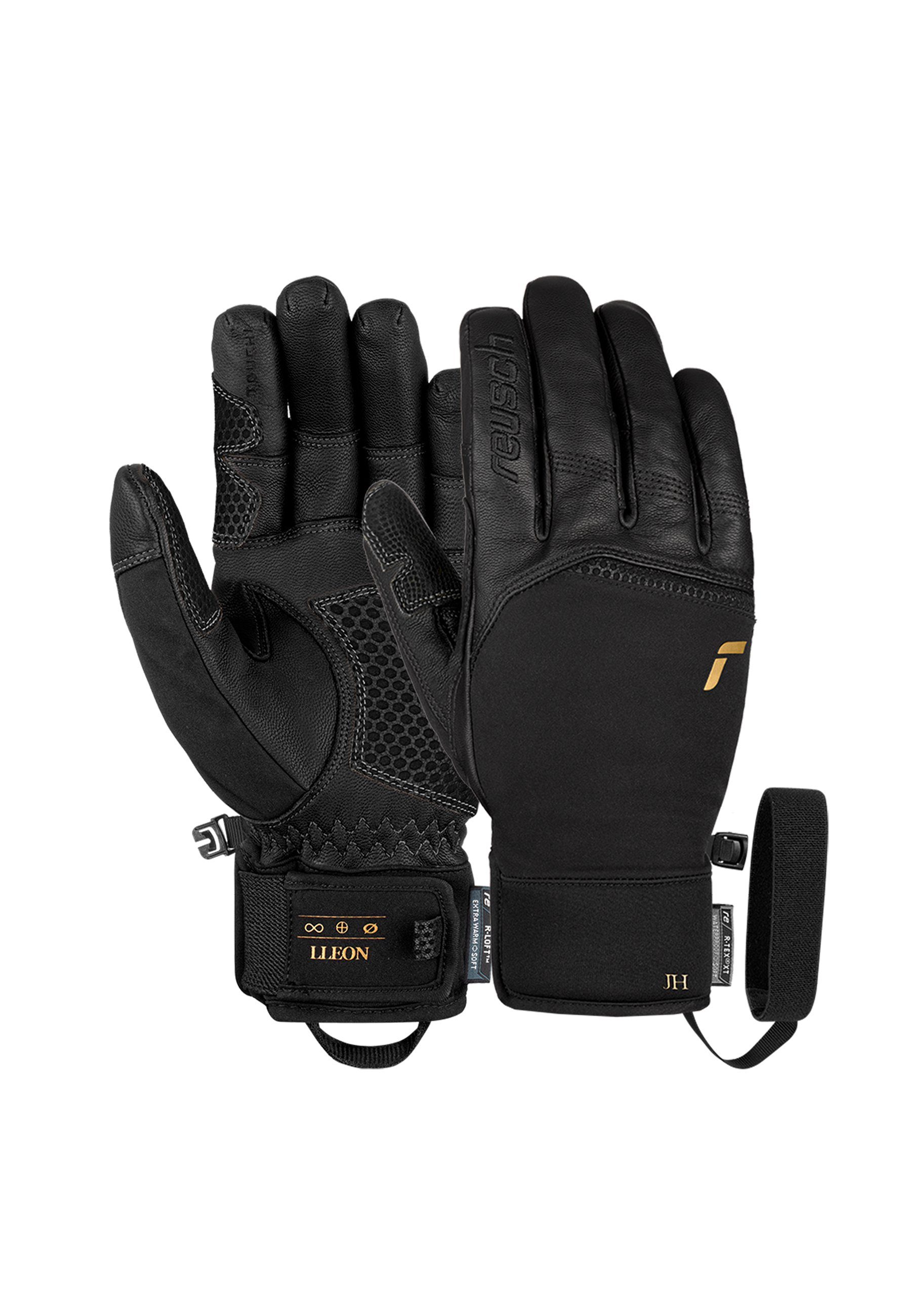 Reusch Skihandschuhe Lleon R-TEX® XT mit Touchscreen-Funktion schwarz-goldfarben | Handschuhe