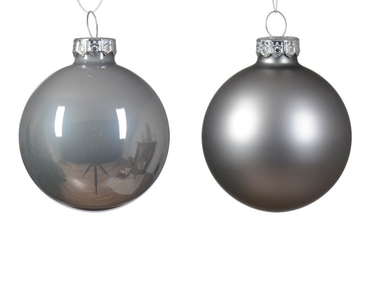 Stück Decoris x - Weihnachtsbaumkugel, decorations 20 Weihnachtskugeln Glas Marmorgrau 6cm season