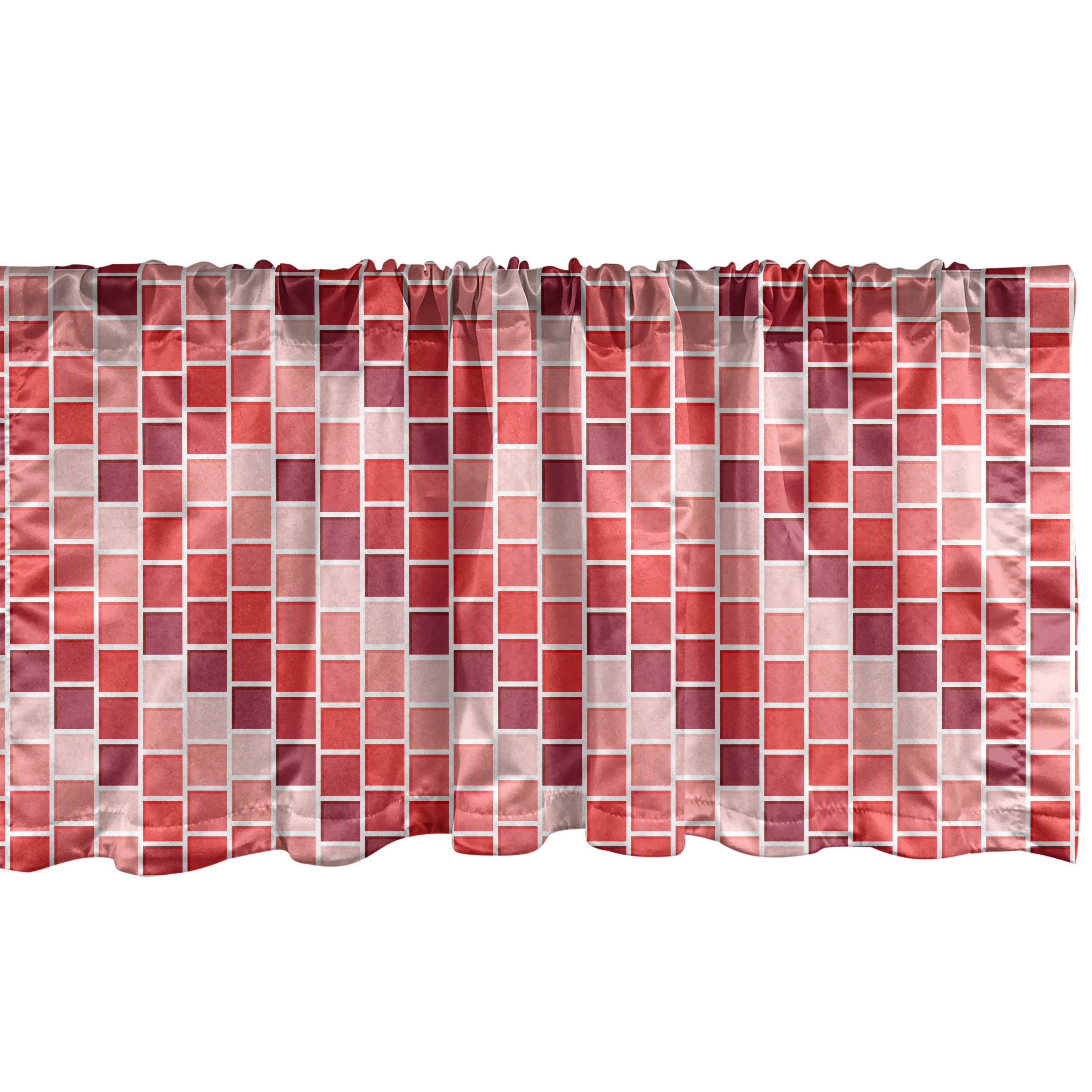Scheibengardine Vorhang Volant für Küche Schlafzimmer Dekor mit Stangentasche, Abakuhaus, Microfaser, Bunt Tile Quadratisch Rechteck | Scheibengardinen