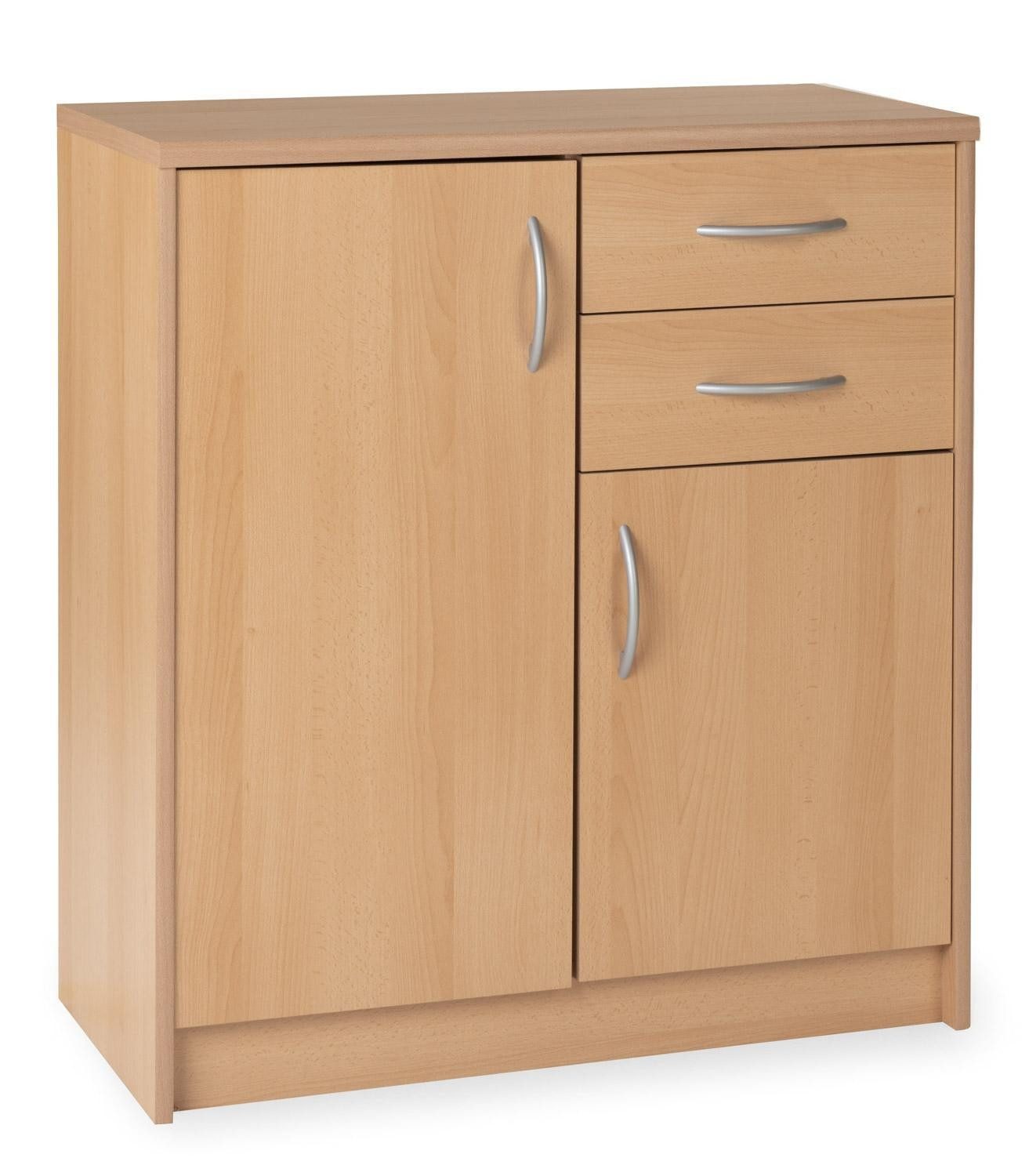 Kommode OPTIMUS, B 74 cm, H 86 cm, T 35 cm, 2 Türen, 2 Schubladen und 3 höhenverstellbaren Einlegeböden