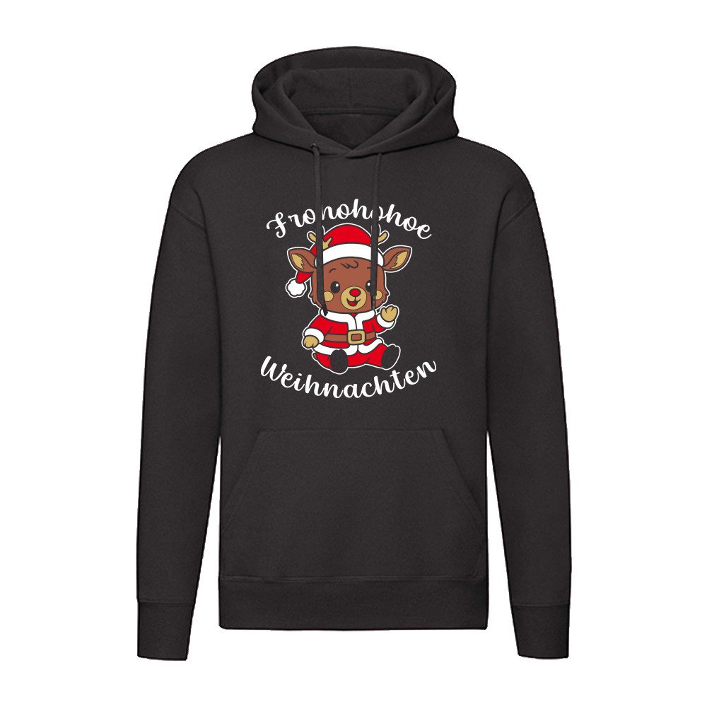 G-graphics Hoodie Frohohohoe Weihnachten – Rentier in Nikolauskostüm Unisex mit schönem Winter- & Weihnachtsmotiv