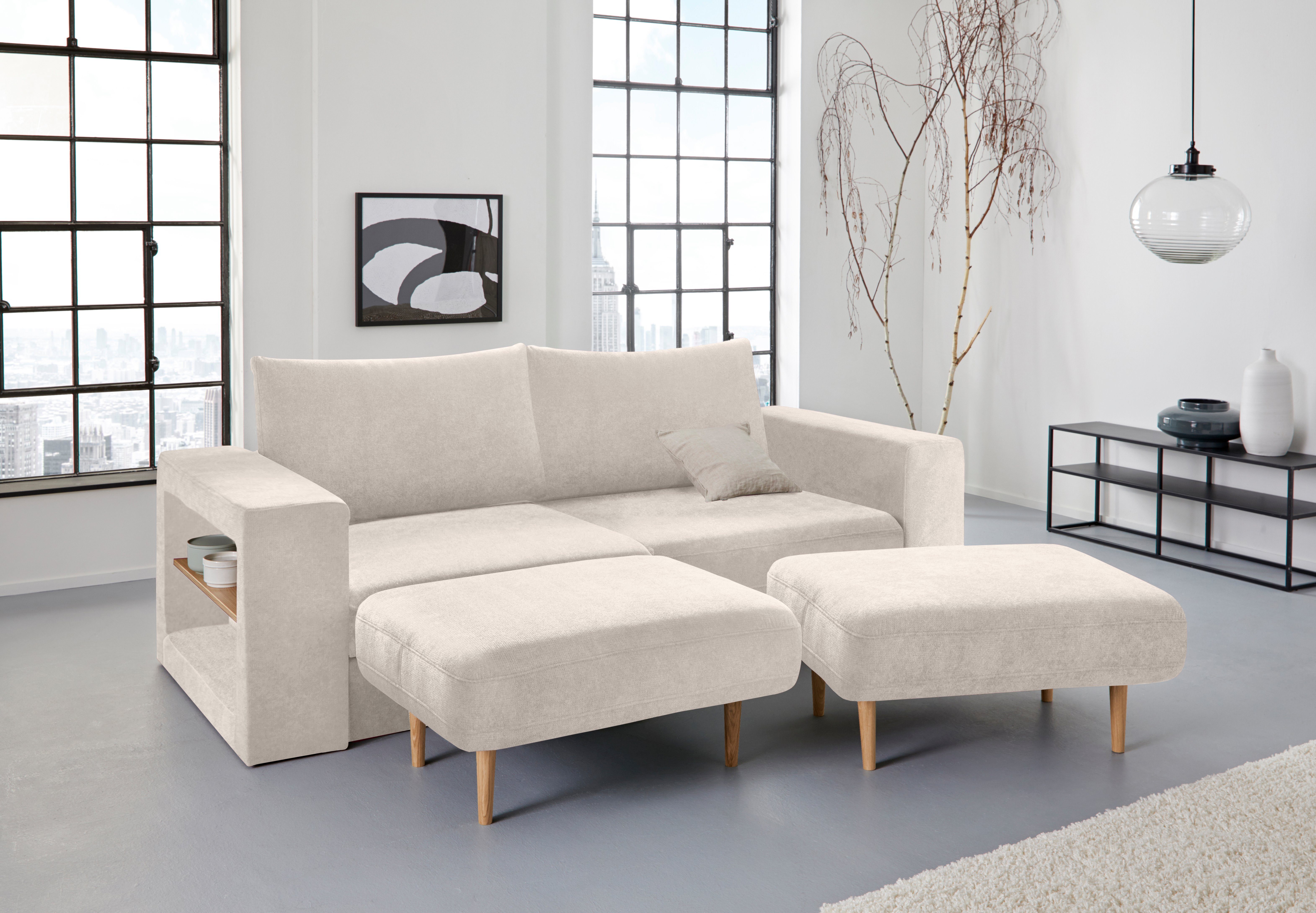 LOOKS by Wolfgang Joop 3,5-Sitzer Looksvb, Verwandlungssofa: aus Sofa wird Sofa mit 2 Hockern, mit Regalfunktion