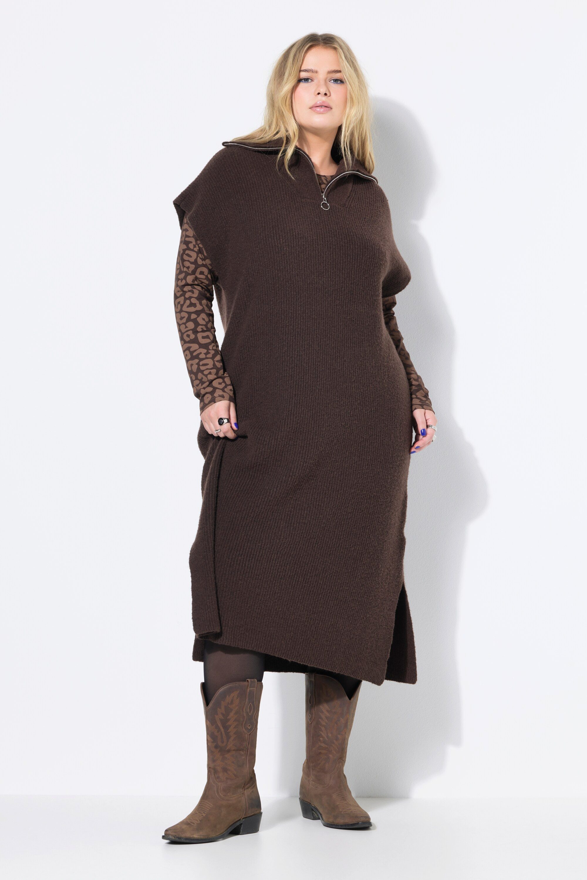 Studio Untold Jerseykleid Strick-Kleid oversized Troyerkragen günstig online kaufen
