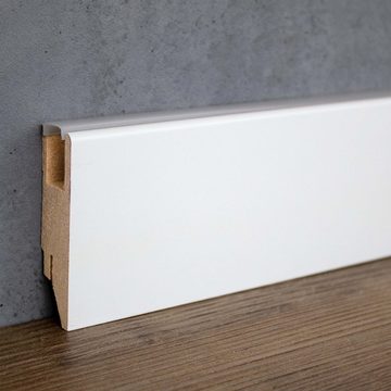 PROVISTON Sockelleiste MDF foliert, 19 x 70 x 2500 mm, Weiß, Fußleiste