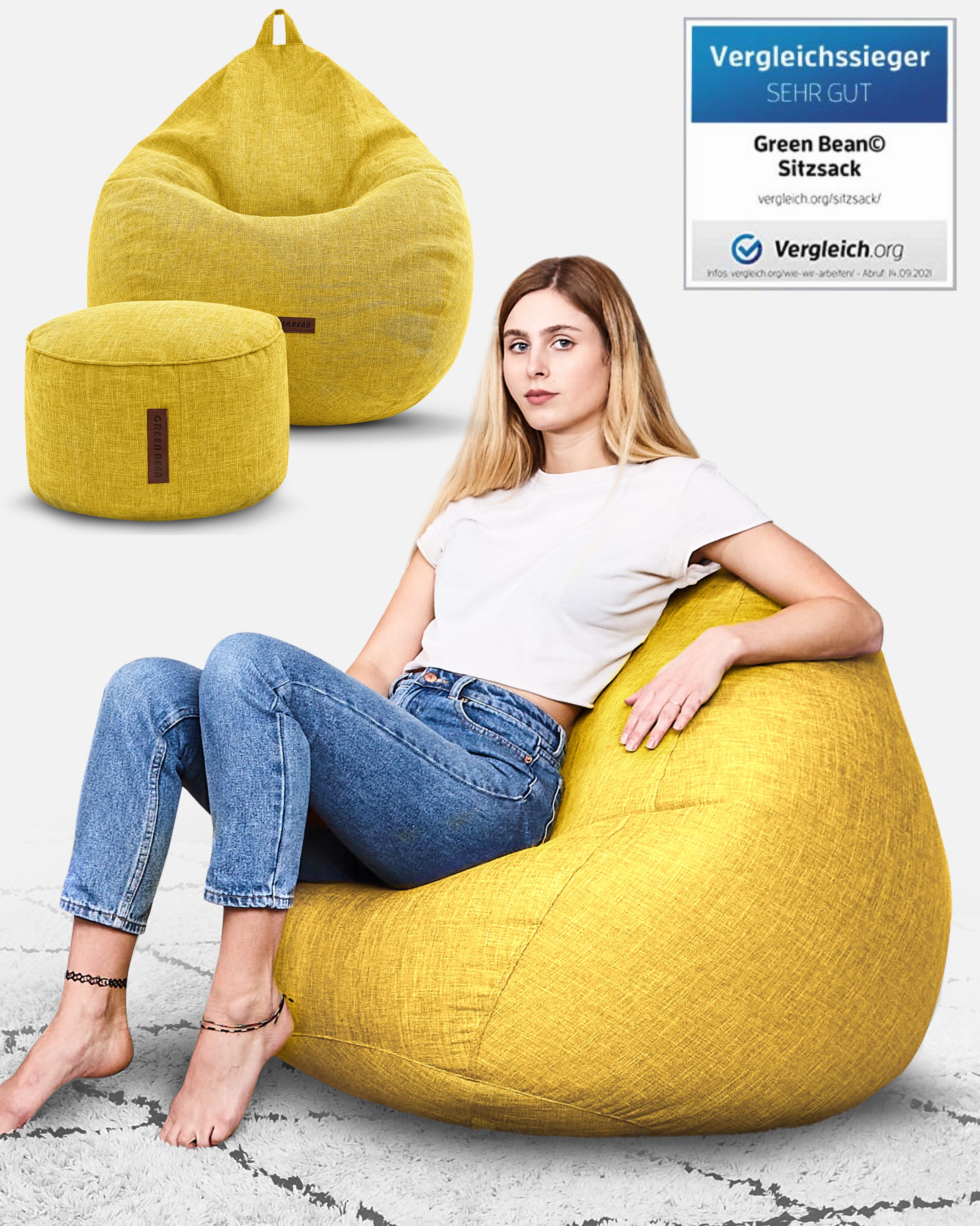 Green Bean Sitzsack Home-Linen (2er Set Indoor Sitzsack (80 x 90 x 50 cm) + günstig online kaufen