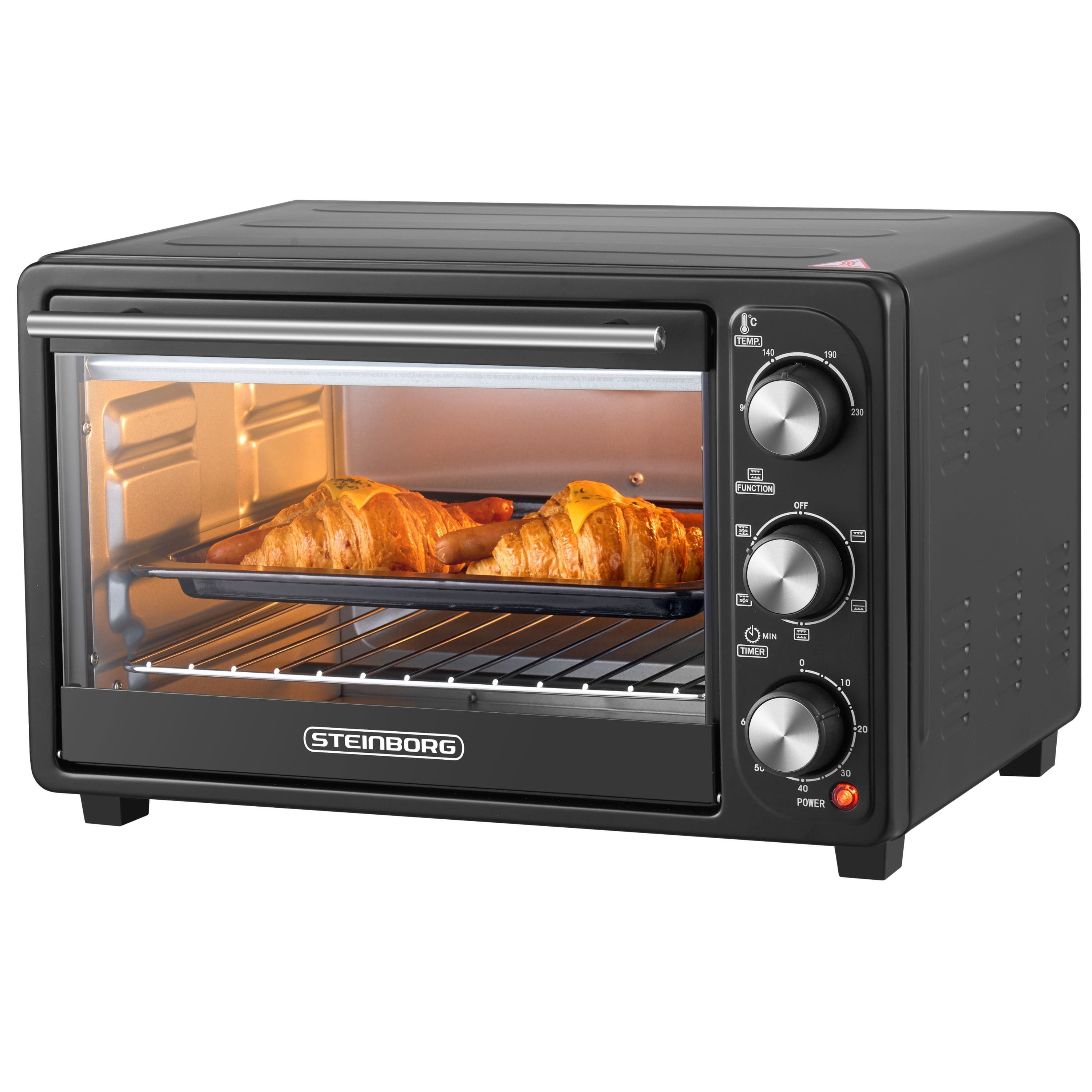 STEINBORG Minibackofen SB-3023, 25 Liter, Umluft, mit Krümelblech, 1500 Watt
