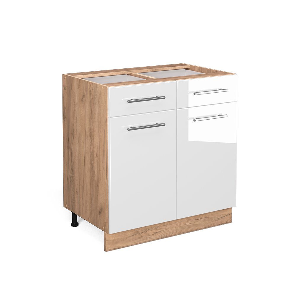 Vicco Unterschrank Fame-Line, Weiß Hochglanz/Goldkraft Eiche, günstig online kaufen