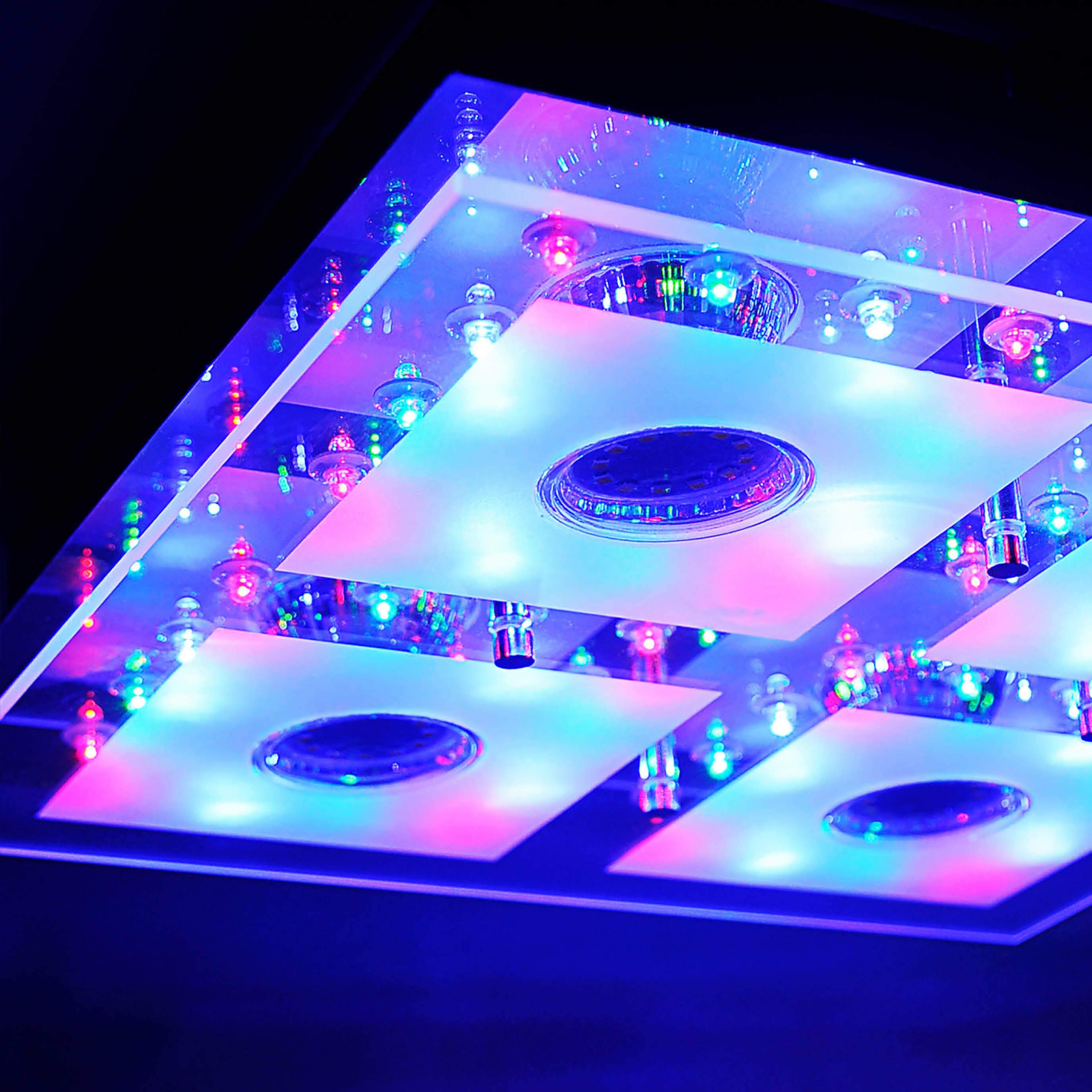 Farbwechsel, / verschiedene Deckenleuchte eckig, SellTec Farbe, Fernbedienung LED Deckenleuchte Lichtmodi, 3,00 warmweiß, RGB-Farbwechsel, 4xGU10 RGB LED Watt, LED RGB warmweiß, STEFAN