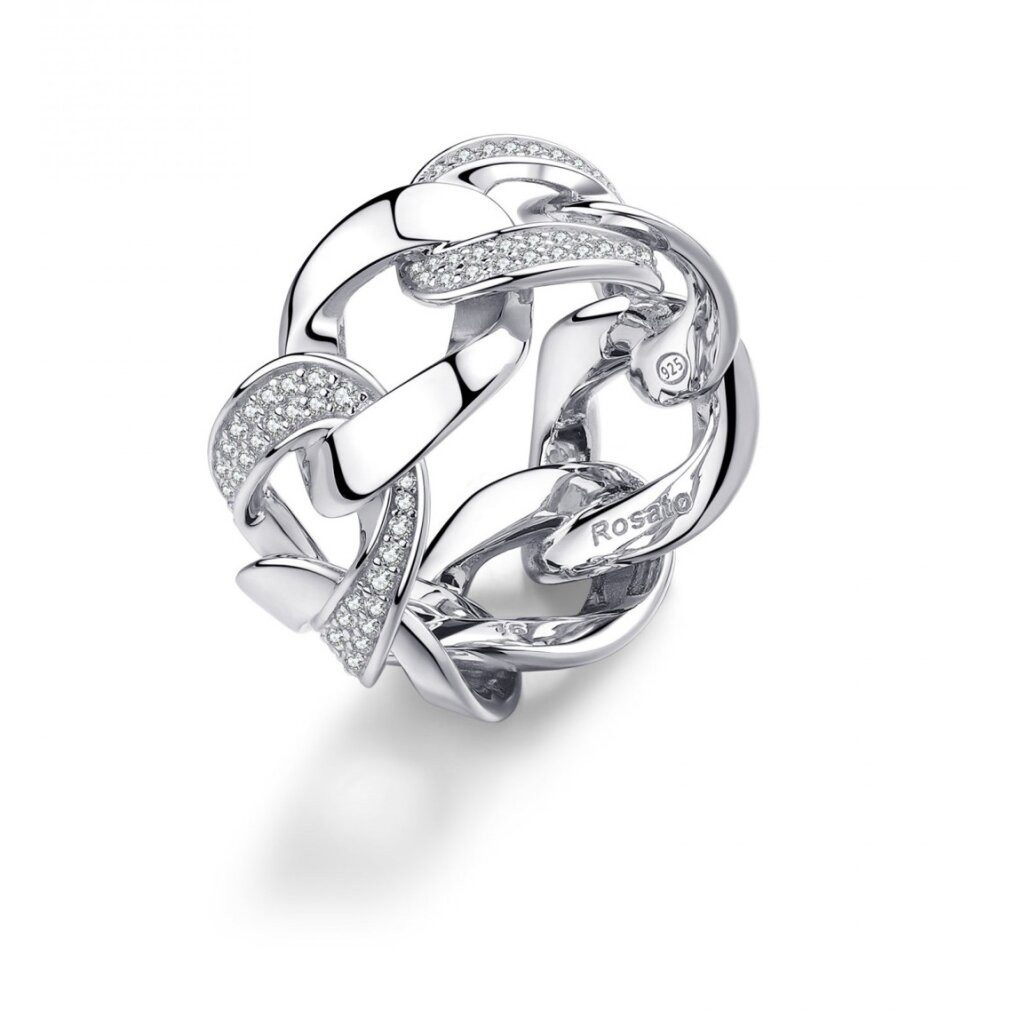 Rosato Fingerring Markanter Silberring mit Zirkonen Eva RZEV38 - Kreislauf: 52 mm