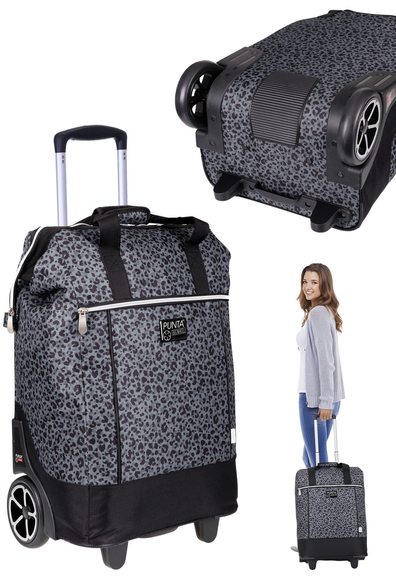 PUNTA Einkaufstrolley Big Wheel große Räder 40 Liter Einkaufsroller, Trolley Shopper Einkaufskorb Einkaufstrolly 10303 + Thermo Tasche