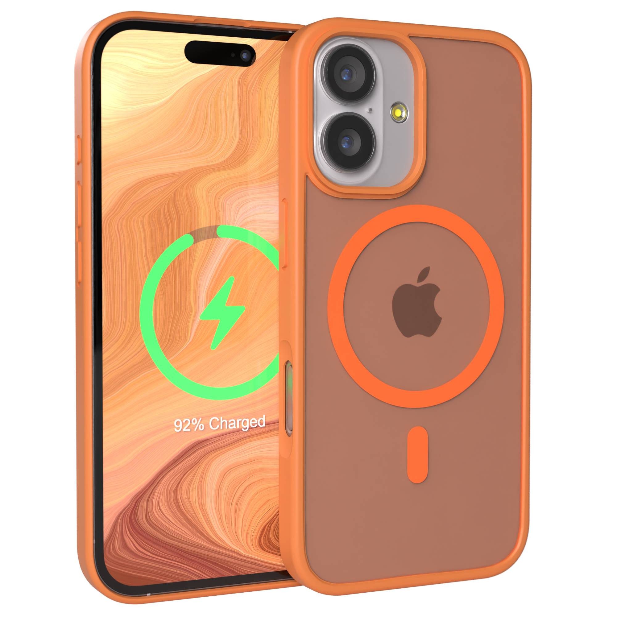 EAZY CASE Handyhülle Outdoor Case MagSafe für Apple iPhone 17 6,3 Zoll, Outdoor Case Handyhülle mit MagSafe Bumper leuchtend Orange