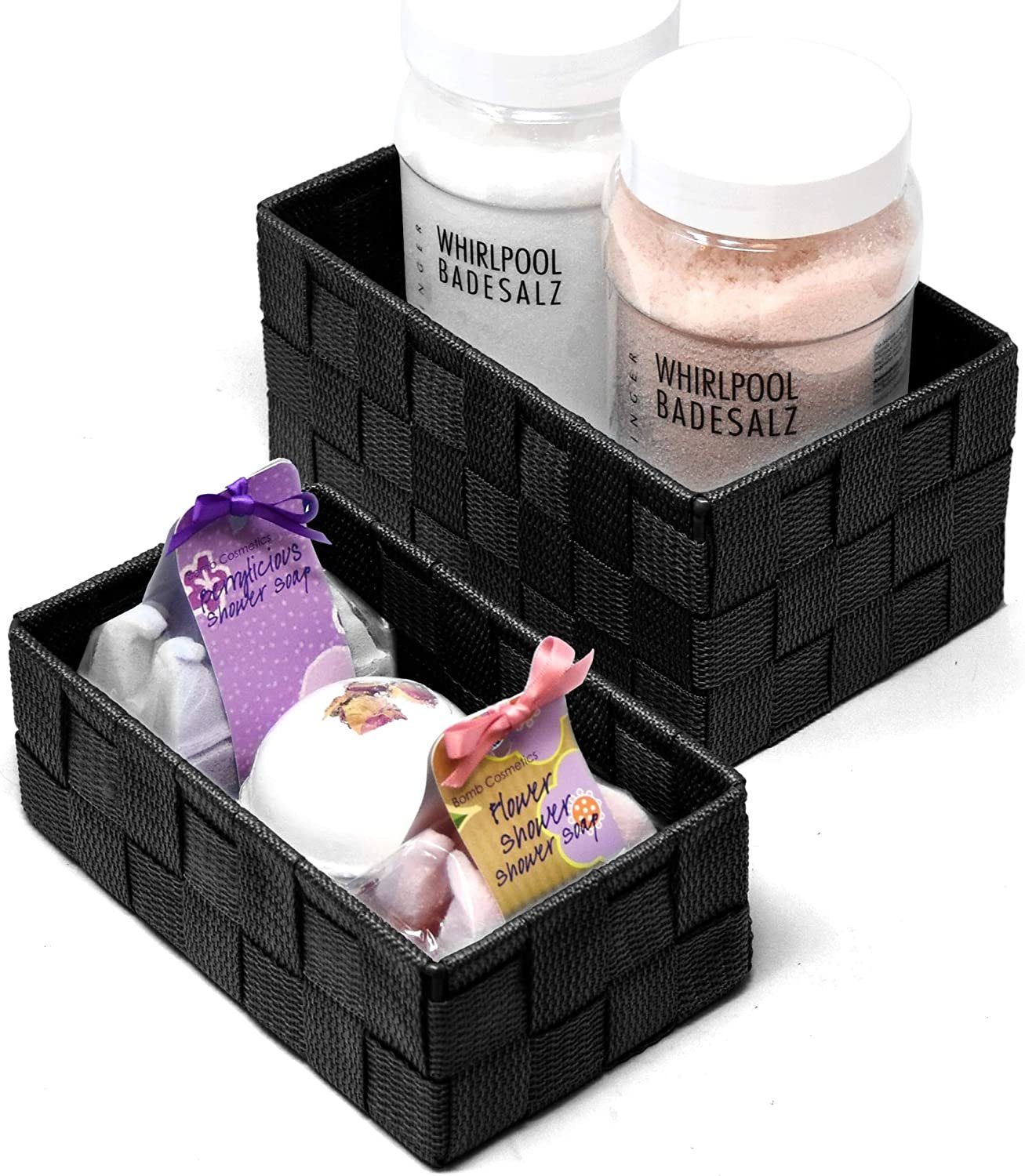 Lashuma Aufbewahrungskorb (Set, 2 St), geflochtene Geschenkboxen schwarz