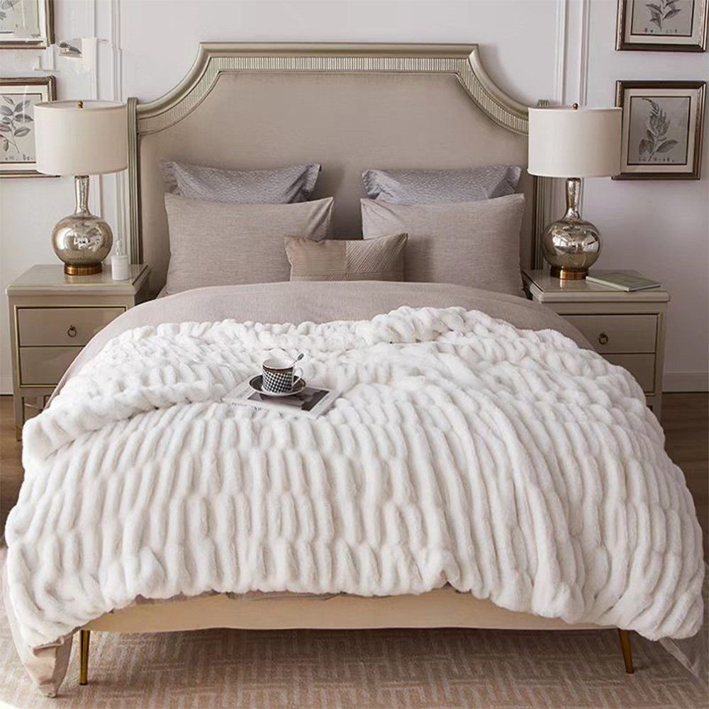 Fleece Bett Sofa Decke Casual Blase Wohndecke Kunstpelz für 100×150CM, Decke FELIXLEO