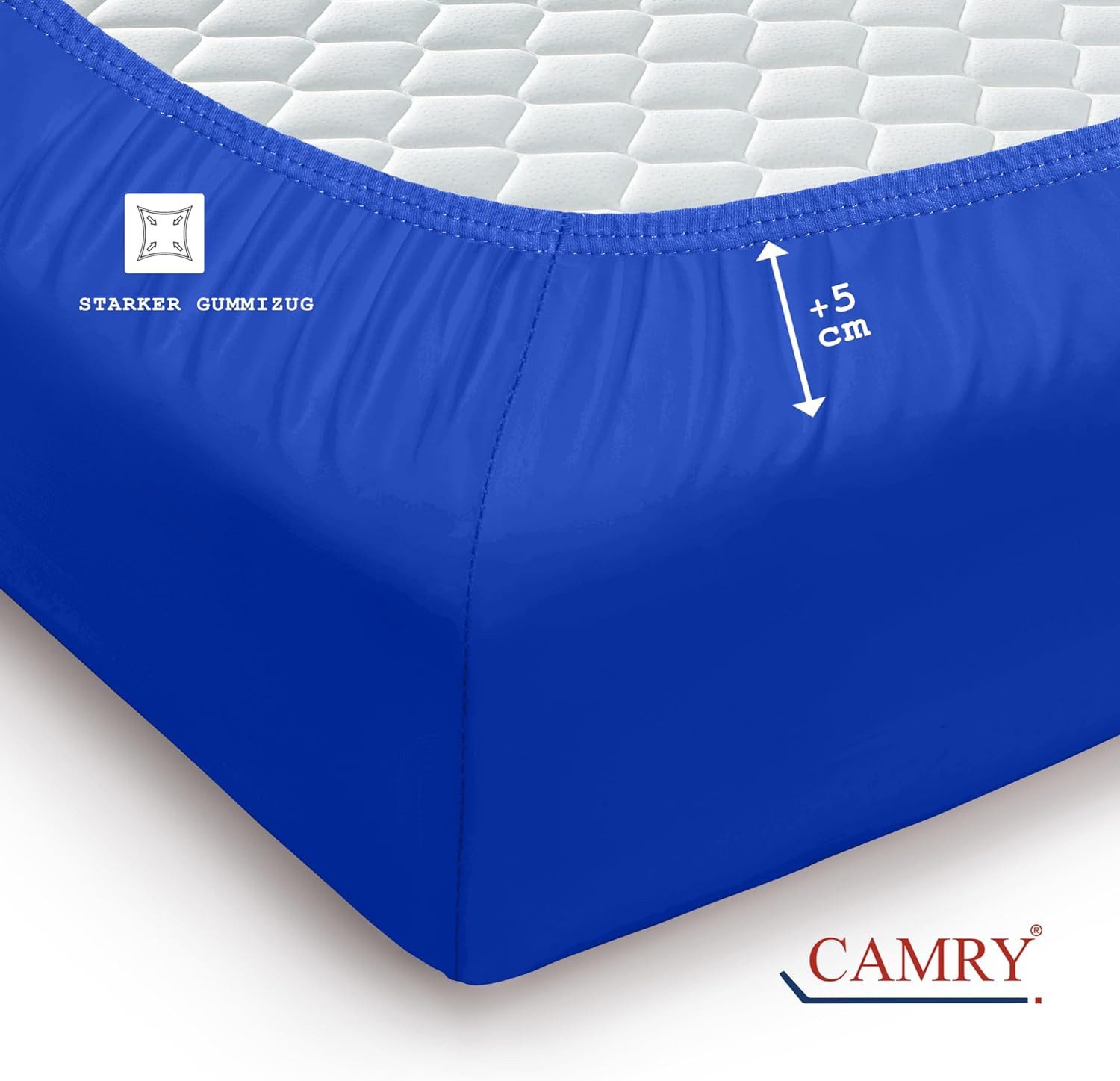 Camry Spannbettlaken CLASSIC Jersey 100% Baumwolle Spannbetttuch atmungsaktiv Gummizug, Jersey Baumwolle, Gummizug: rundum, 100% Baumwolle, alle Matratzenhöhen, – Bild 4 von 5