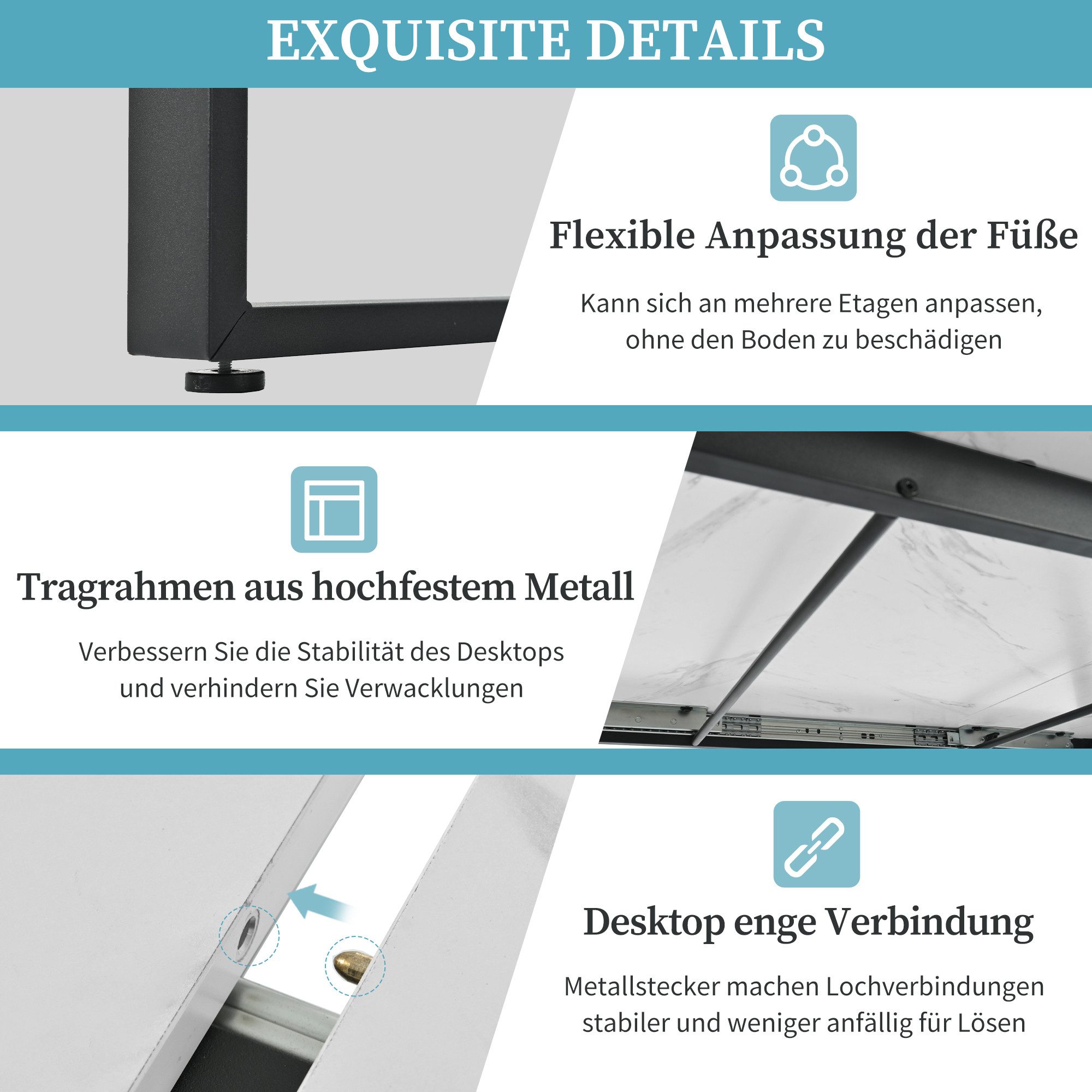 i@home Essgruppe Moderner Küchentisch Set, MDF Tischplatte in Weißer, (Set, günstig online kaufen