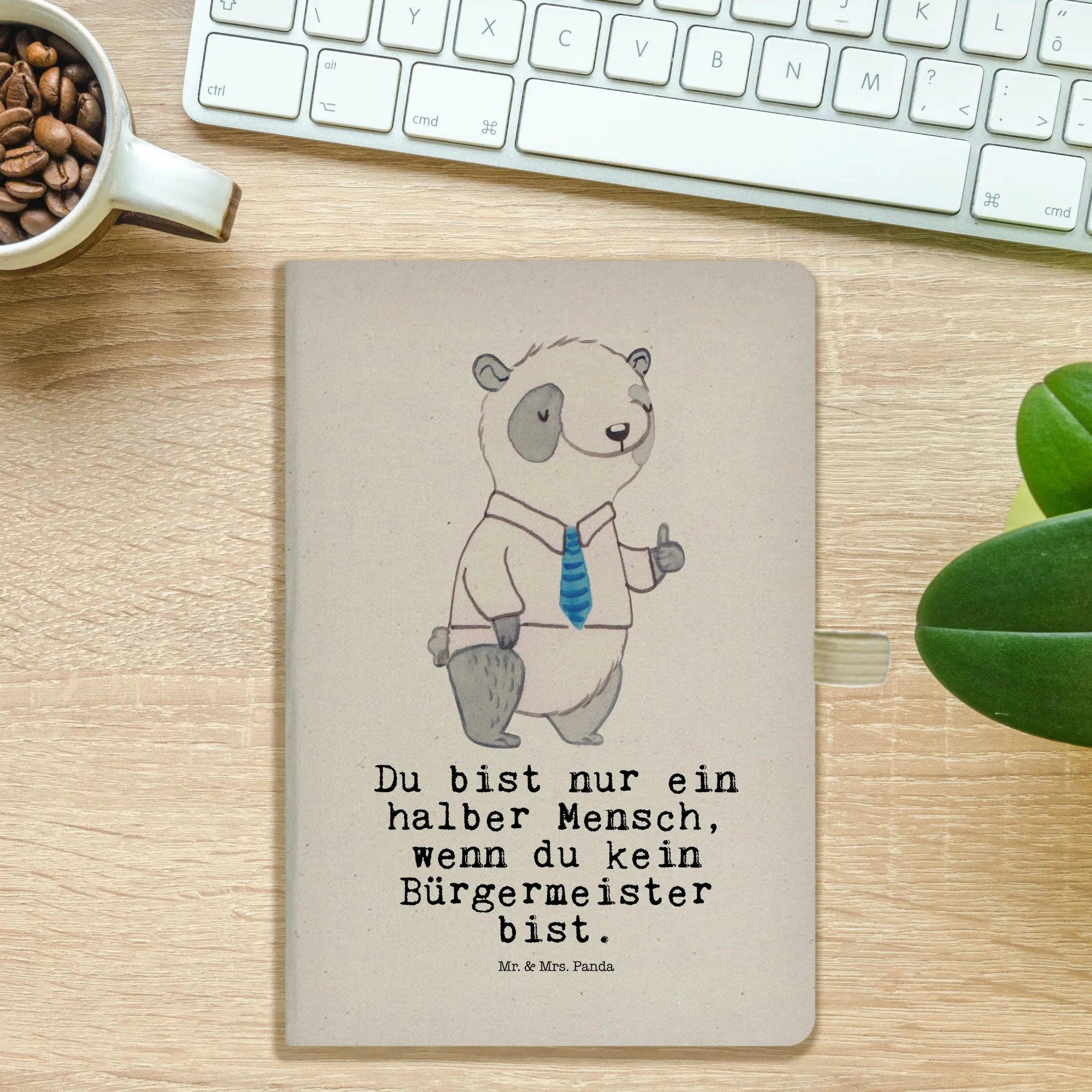 Thumbnail - Mr. & Mrs. Panda Notizbuch Bürgermeister Herz - Transparent - Geschenk, Notizbuch A5 Hardcover, Mr. & Mrs. Panda, Inspir...