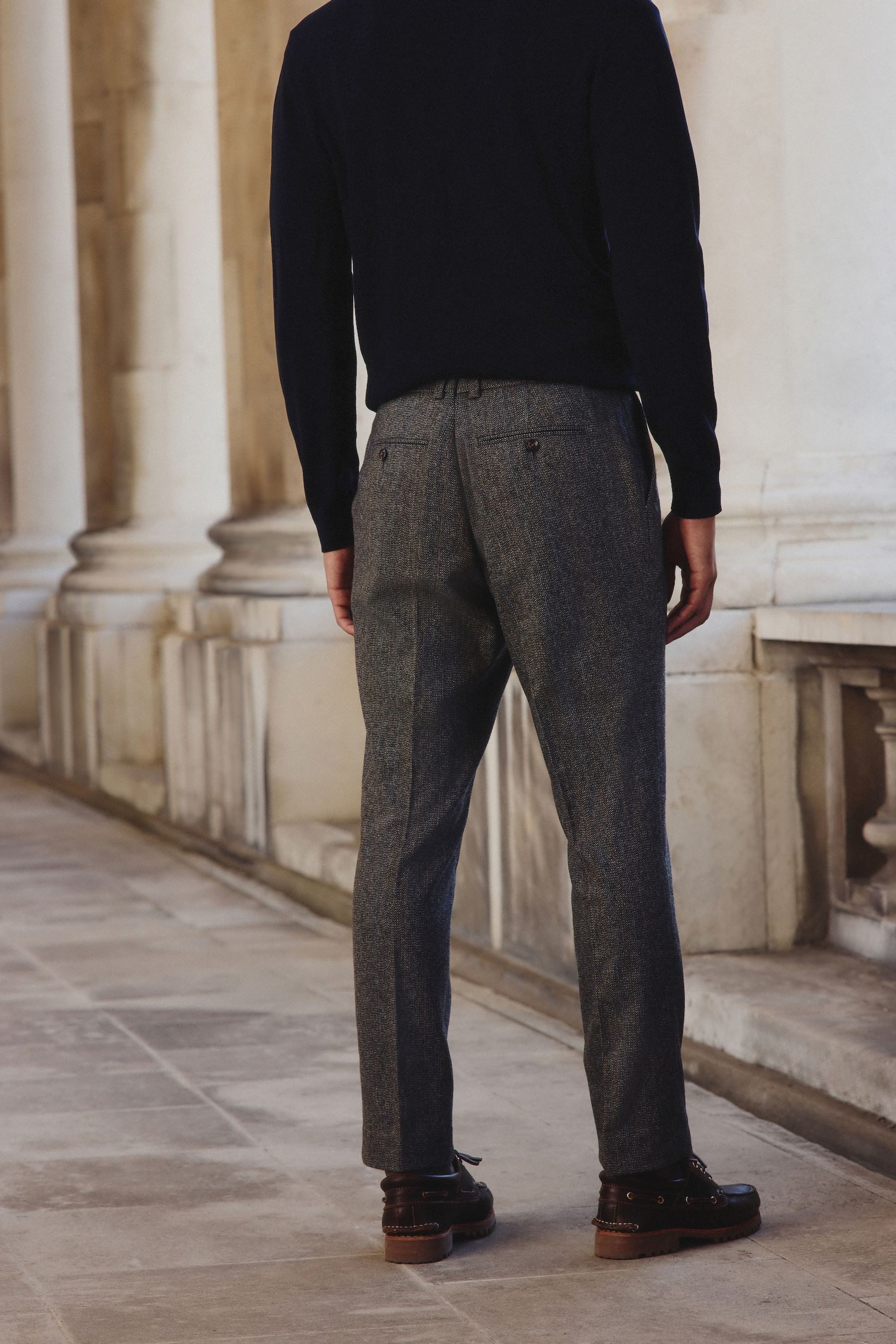 Next Anzughose Slim Fit Anzughose mit Fischgrätstreifen (1-tlg)