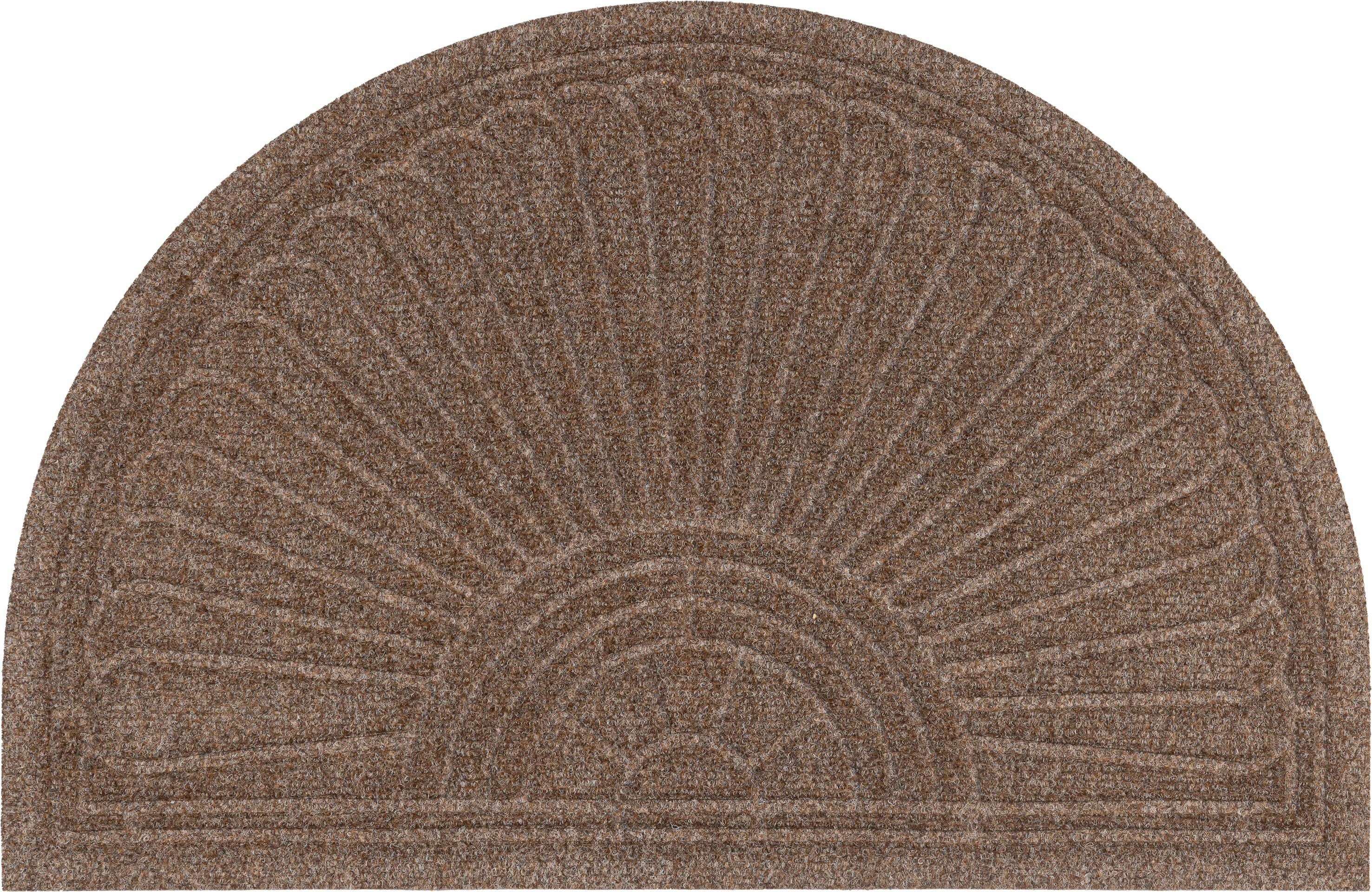 Fußmatte DUNE Halfmoon dark brown, wash+dry by Kleen-Tex, halbrund, Höhe: 8  mm, Schmutzfangmatte, rutschhemmend, In- und Outdoor geeignet, waschbar,  Schonwäsche 40 °, Nicht Trocknen, Nicht Bügeln