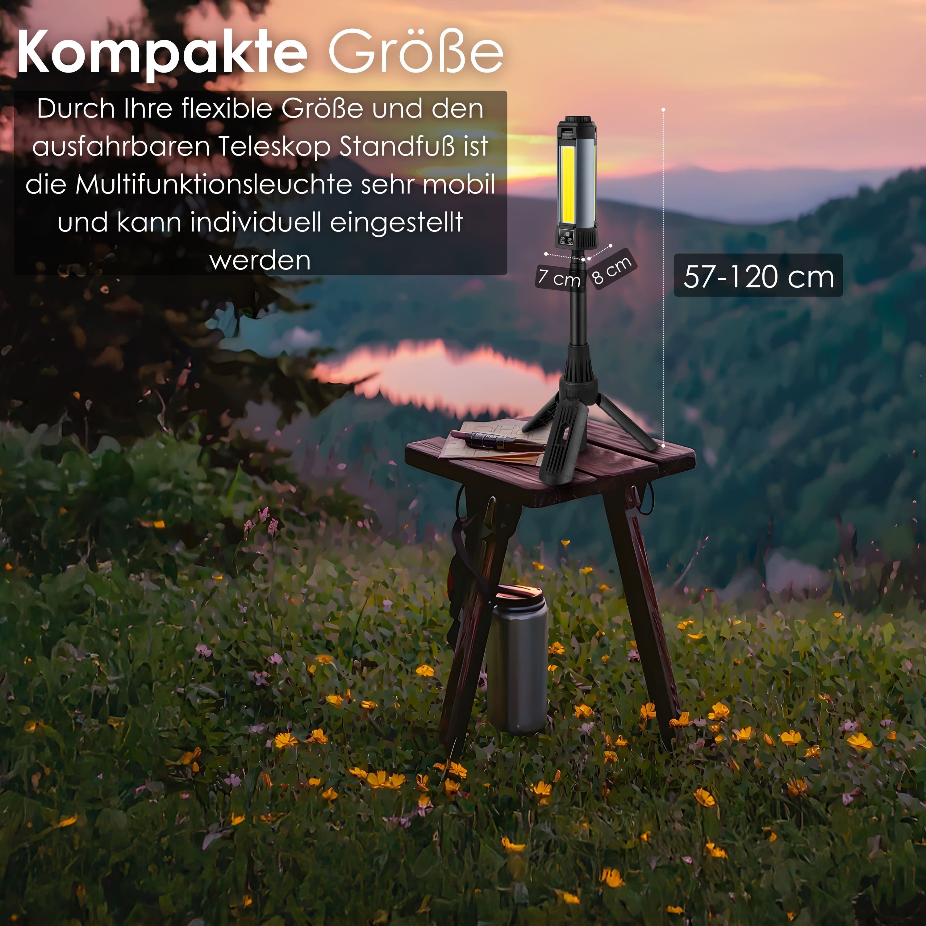 STEINBORG LED Taschenlampe SB-8200 Multfunktionsleuchte (2-St), 12in1, 2000 Lumen, 4 Farbtemperaturen, 6000 mAh