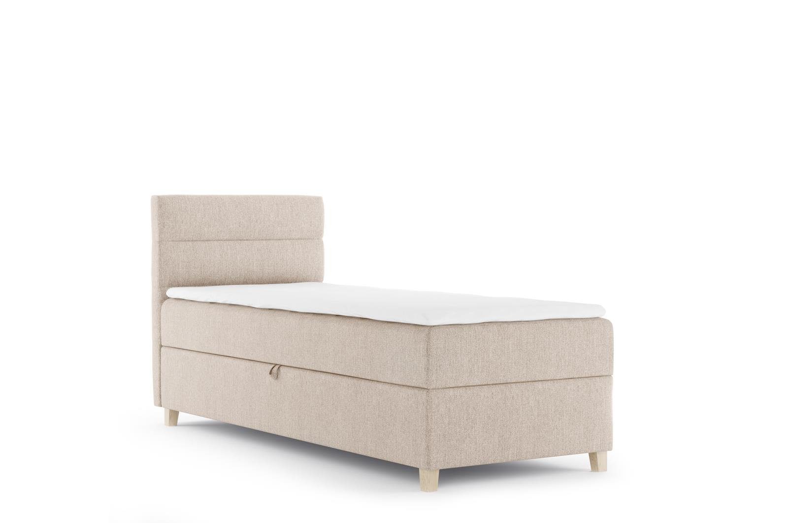 Topper Beige Polsterbett Velour Matratze, 21) Schlafzimmer Beautysofa (soro Boxspringbett mit Bett DONNA MINI