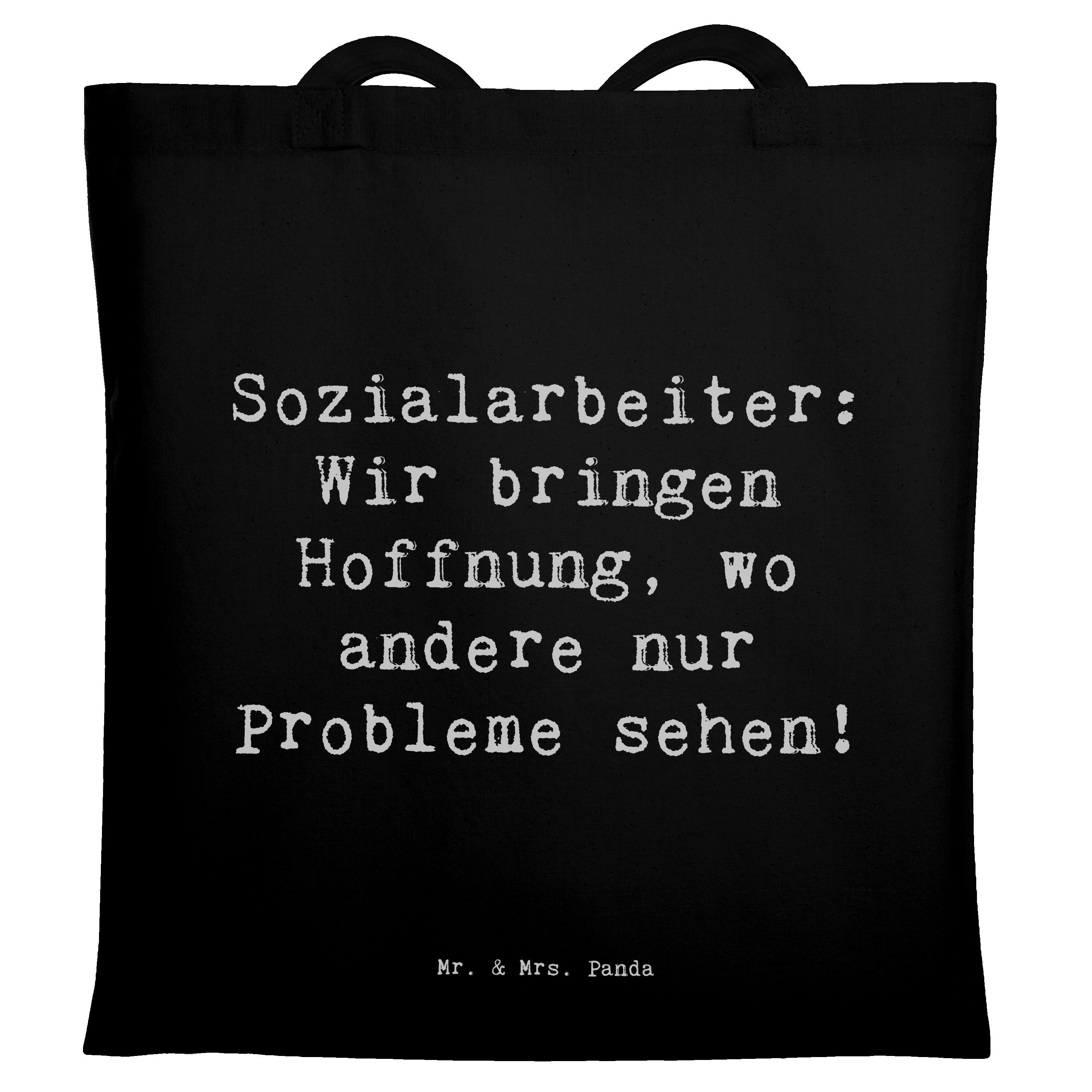 Tragetasche Spruch Sozialarbeiterin Hoffnungsträger - Schwarz - Geschenk, Beutel