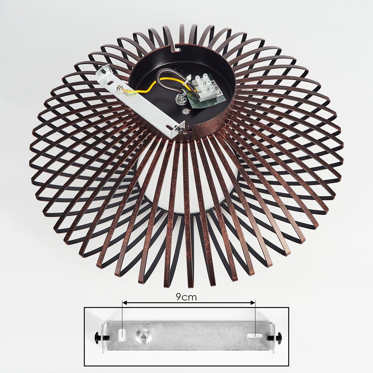 hofstein Deckenleuchte »Pieris« Deckenlampe aus Metall in Schwarz/Kupfer, ohne Leuchtmittel, E27, Leuchte m. Gitter u. Lichteffekt an der Decke – Bild 5 von 5
