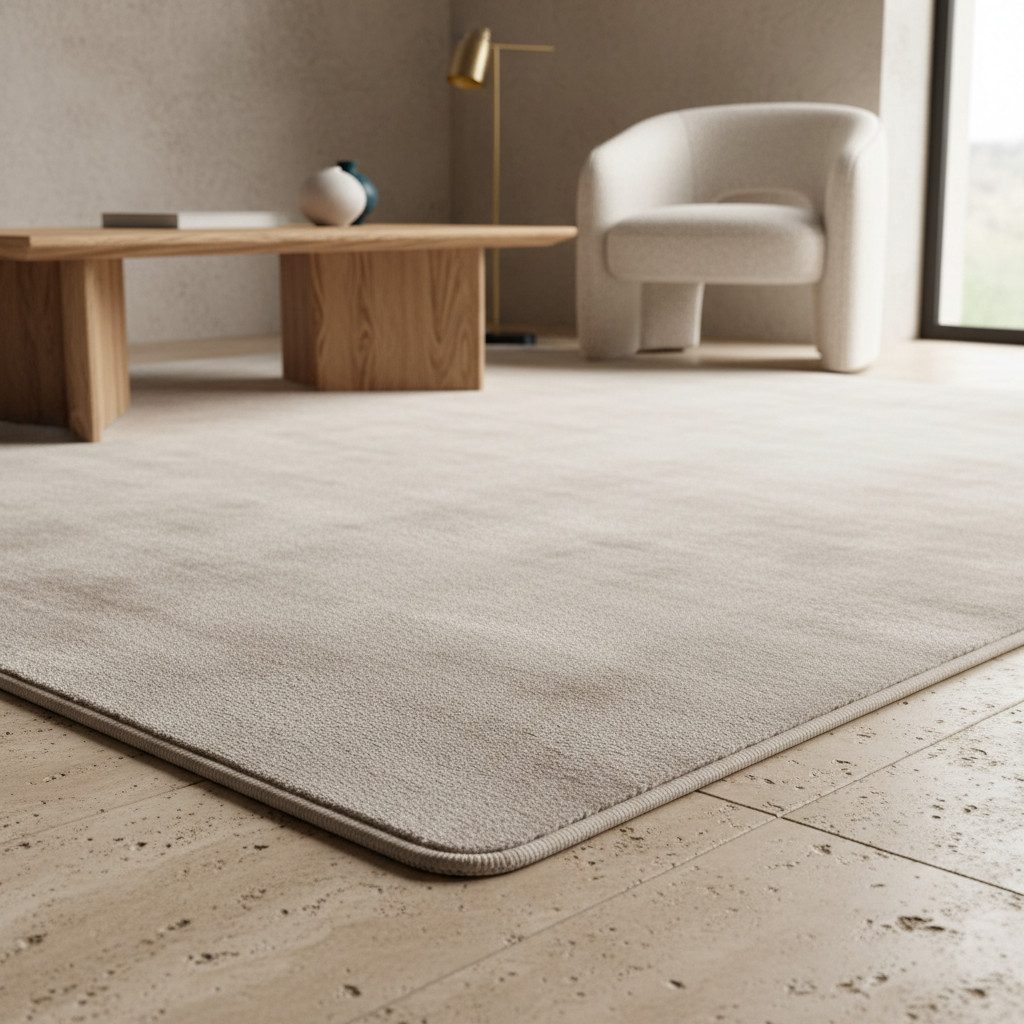 KADIMA DESIGN Teppich LECH Wohnzimmer Waschbar Schlafzimmer Wohnzimmerteppich Esszimmer Uni, Läufer, Höhe: 9 mm, Creme, 60x110 cm, Esszimmerteppich Fußbodenheiz – Bild 5 von 5