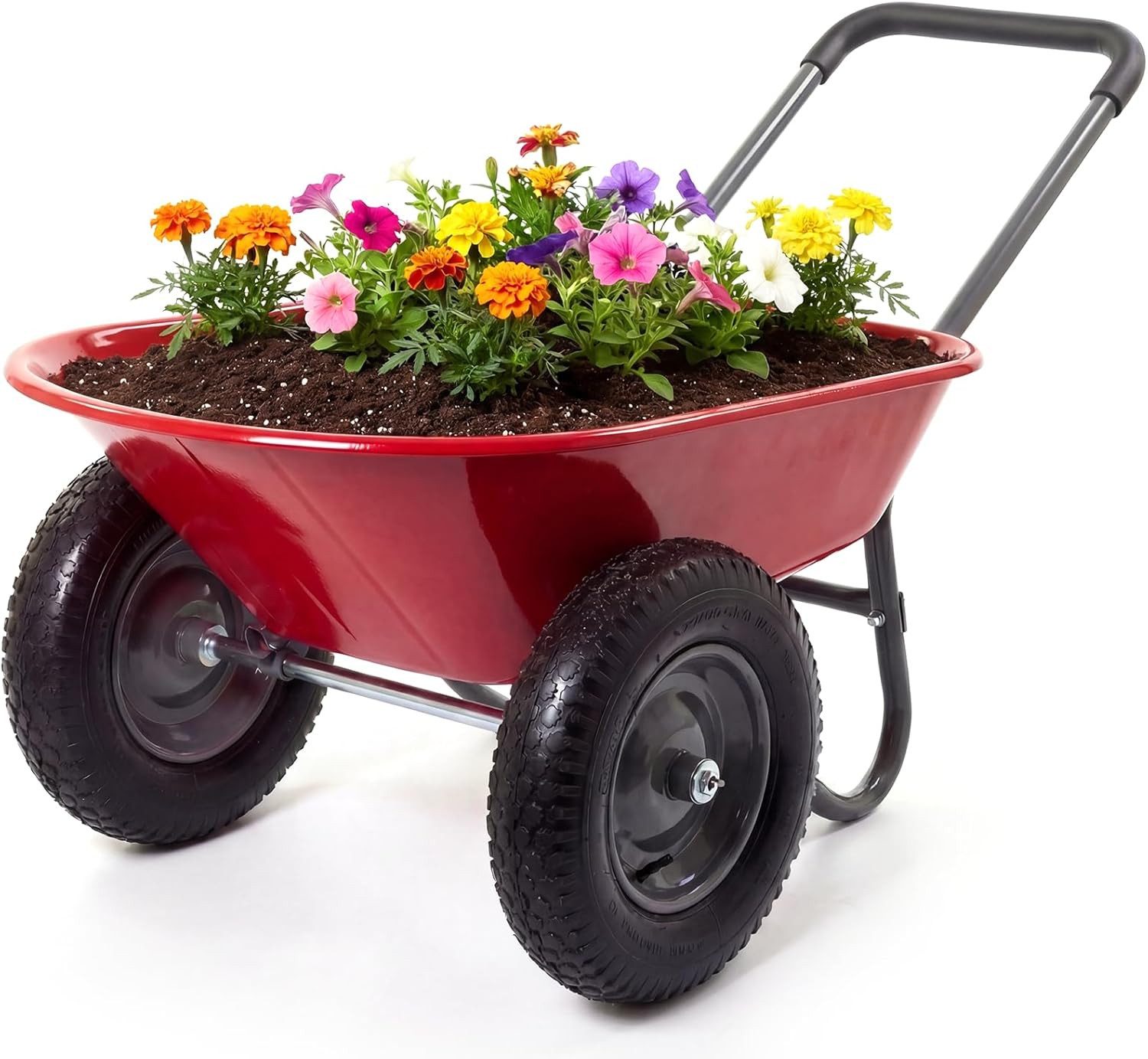 GarveeMore Schubkarre mit 2 Räder, Gartenschubkarre 272KG Groß Schubkarre Bauschubkarre