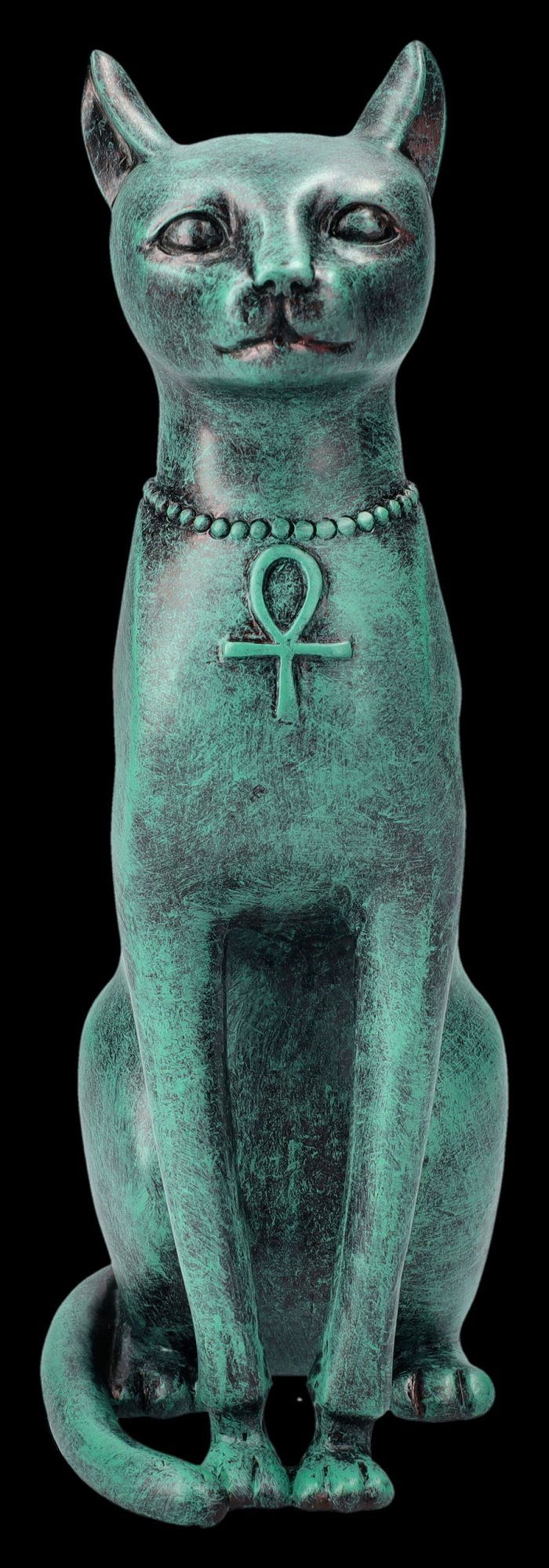 Figuren Shop GmbH Dekofigur Bastet Figur - Ägyptische Katze in Bronze-Grünspan-Optik - Dekofigur