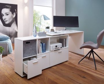 KADIMA DESIGN Schreibtisch Eckschreibtisch für Home Office, mit Regal & Schubladen