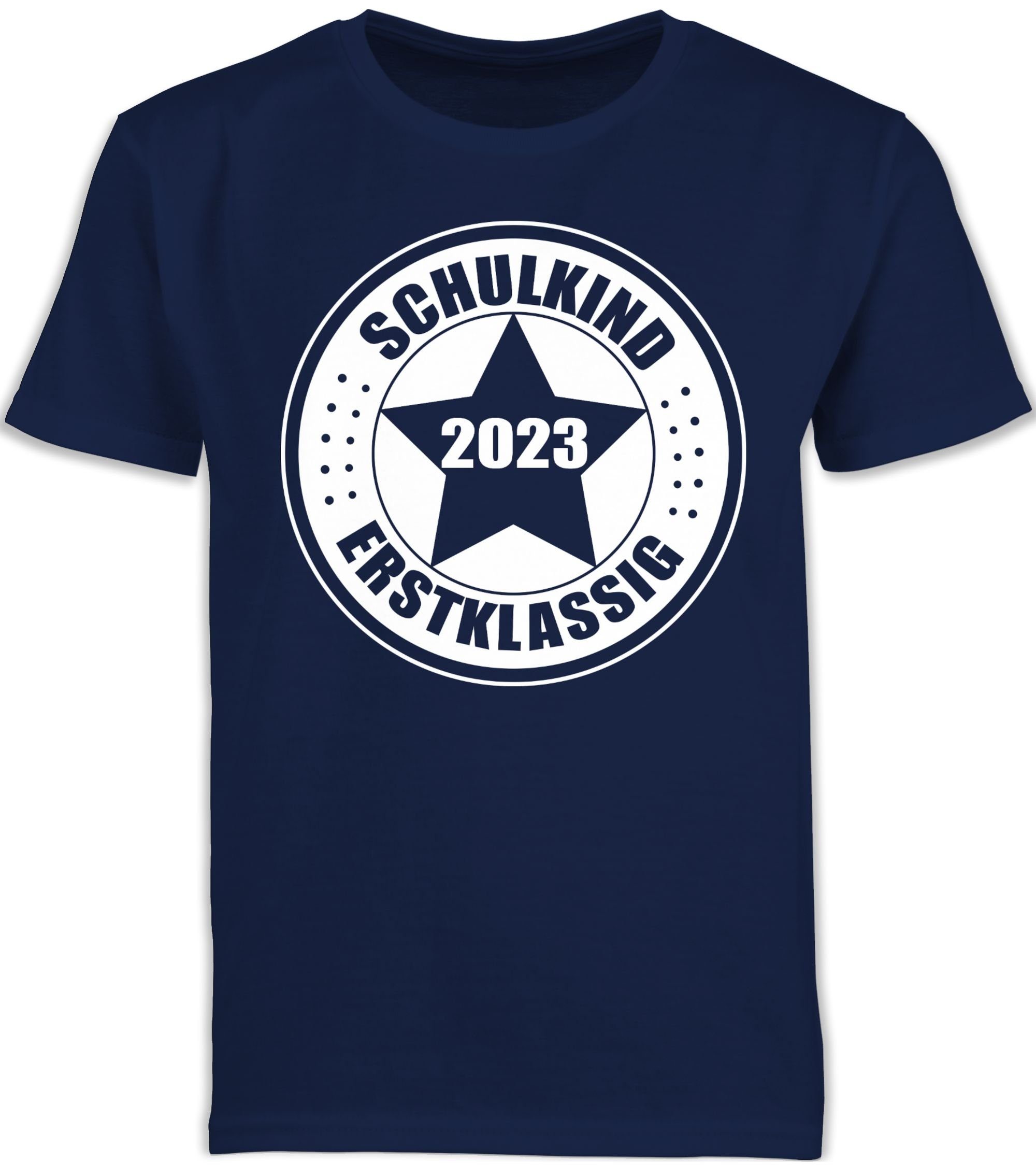 Shirtracer T-Shirt Schulkind 2023 - Erstklassig Einschulung Junge Schulanfang Geschenke 1 Navy Blau