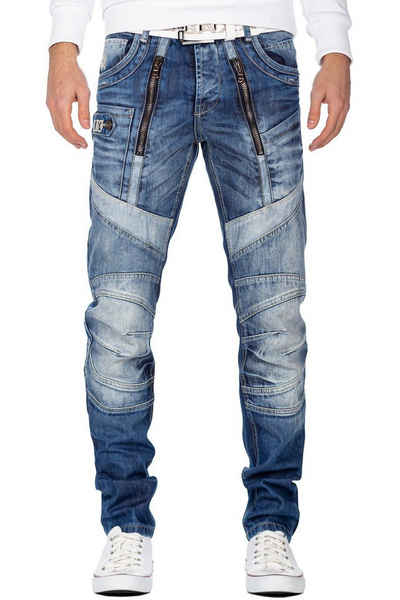 Cipo & Baxx 5-Pocket-Jeans Biker Hose BA-CD576 mit senkrecht verlaufenden Zippern