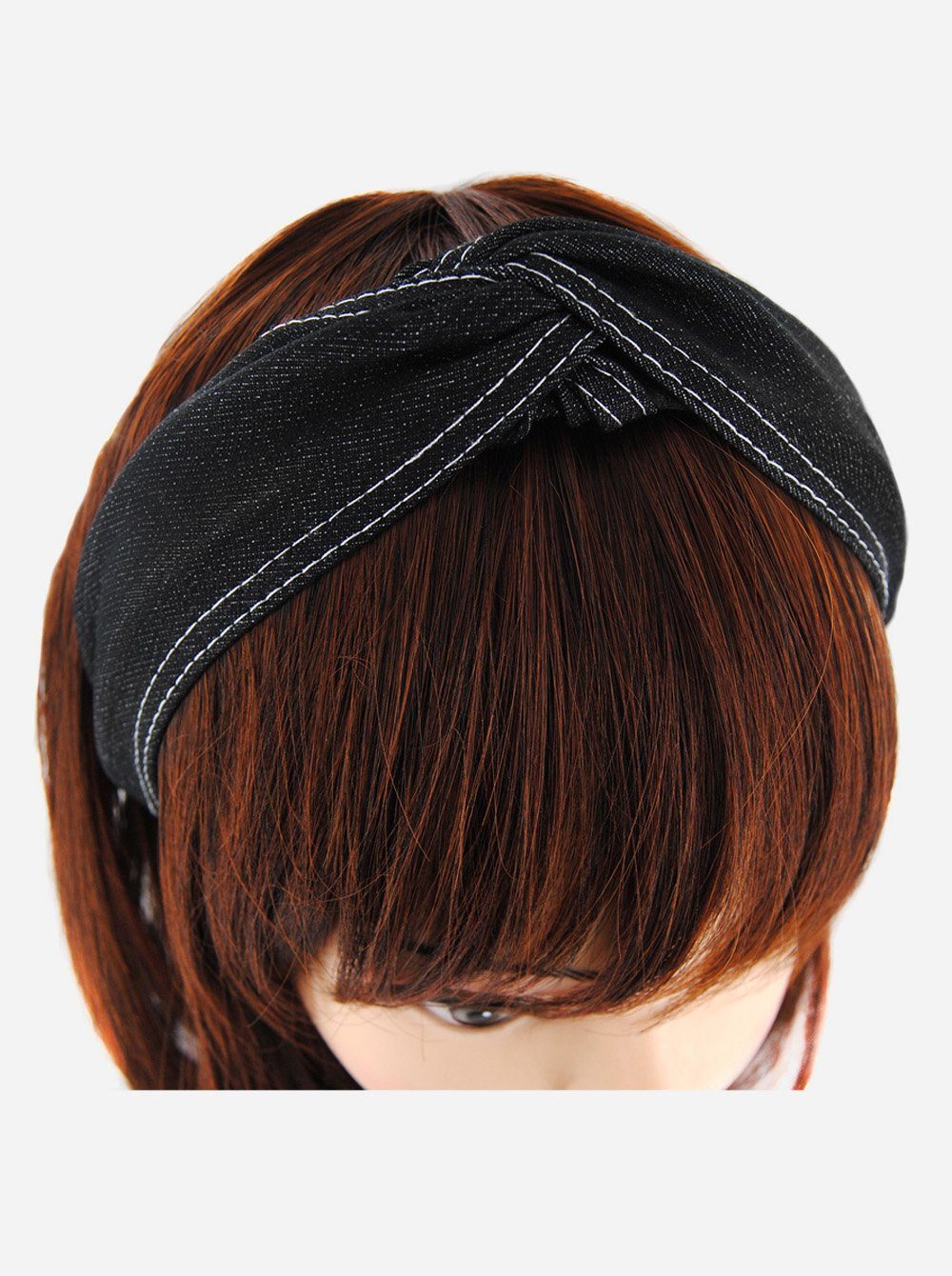 Jeans und Vintage Haareifen Klassik-Look raffinierten Damen Haarreif mit Haarreif Schwarz Knoten Haarband Stoff, axy