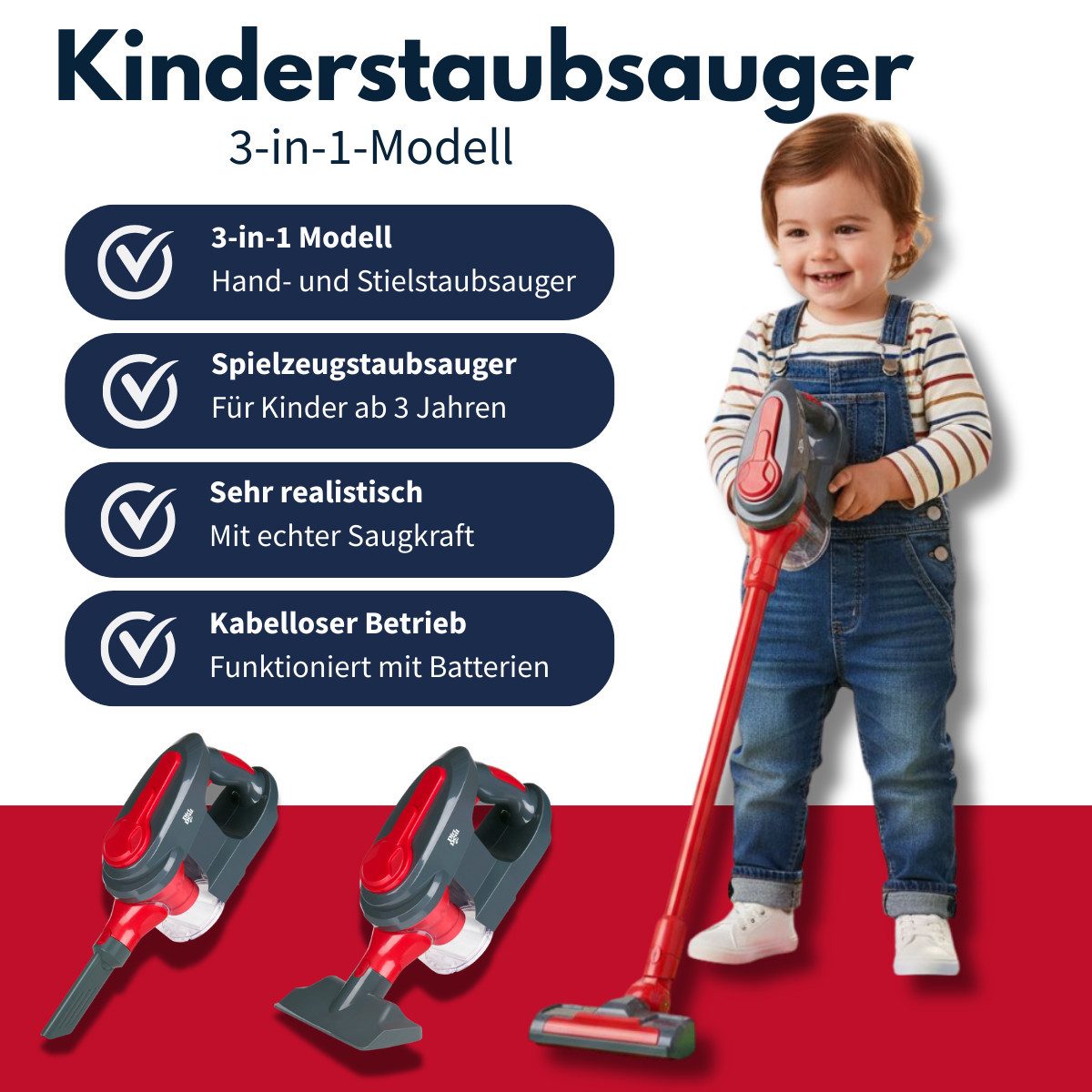 DIRT DEVIL Kinder-Staubsauger Dirt Devil Spielzeug Staubsauger 3-in-1 - Kinderstaubsauger