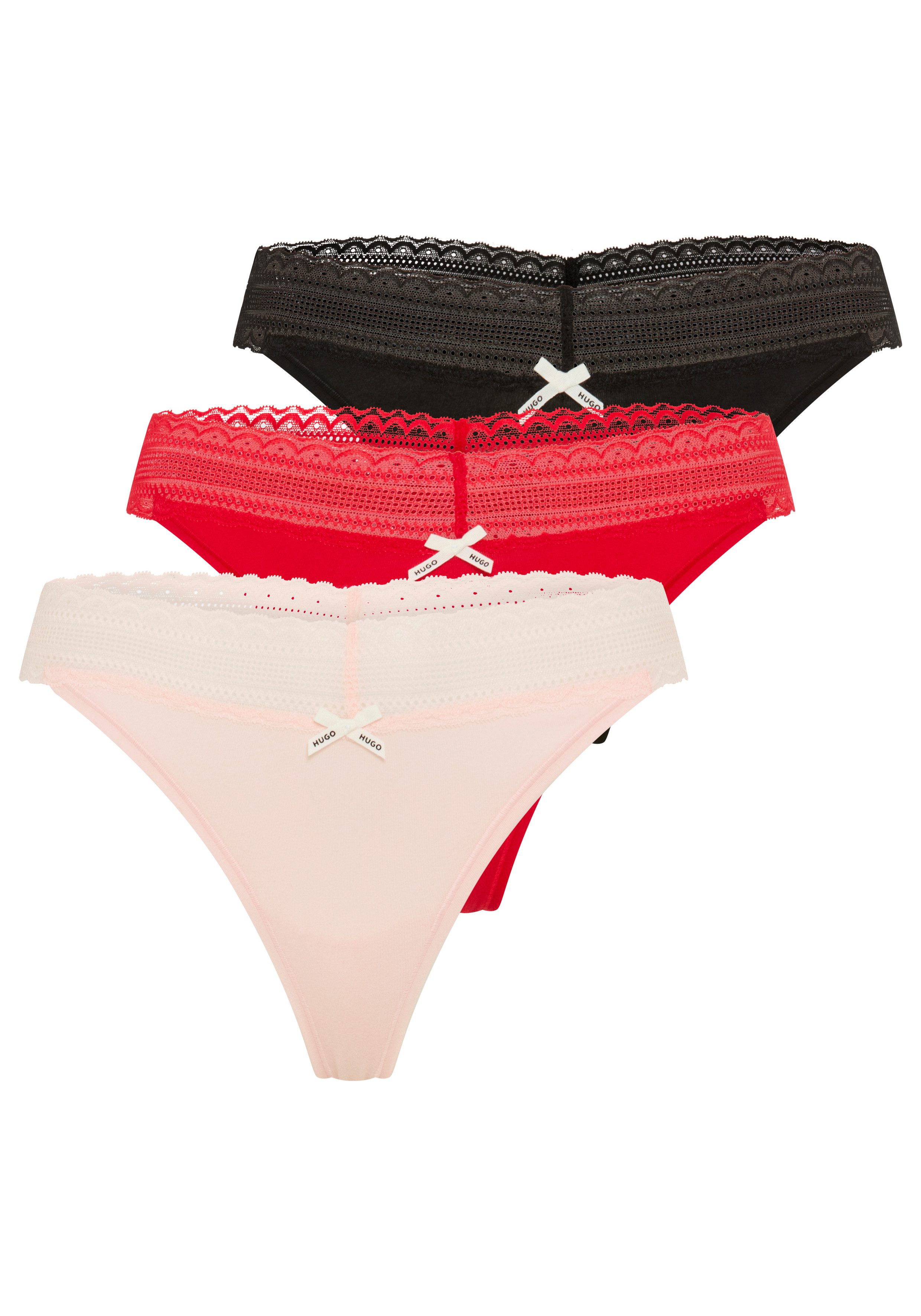 HUGO String Lace (Packung, 3-St) mit Spitzeneinsatz