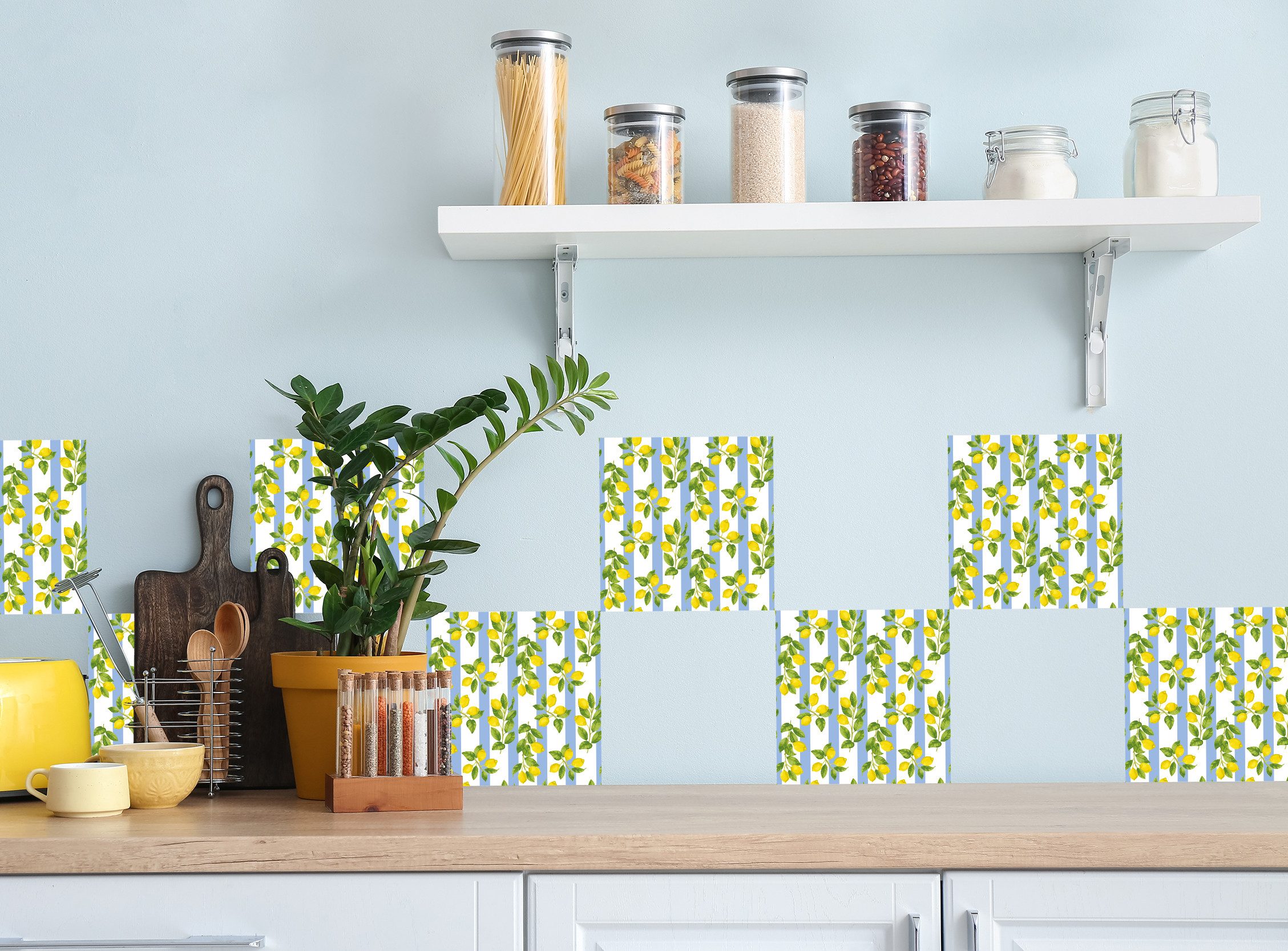 queence Плиткаaufkleber Zitronen gestreift (12 St), selbstklebend, 12er Set