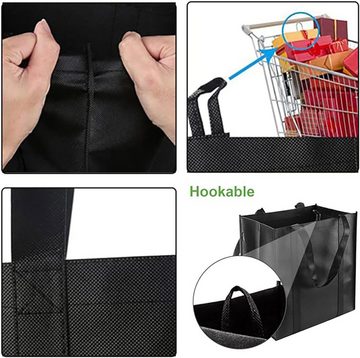 AquaBreeze Einkaufsbeutel 2er-Pack schwarze Einkaufstaschen, wiederverwendbarer Einkaufskorb, Faltbarer für Einkaufen, Picknick, Camping