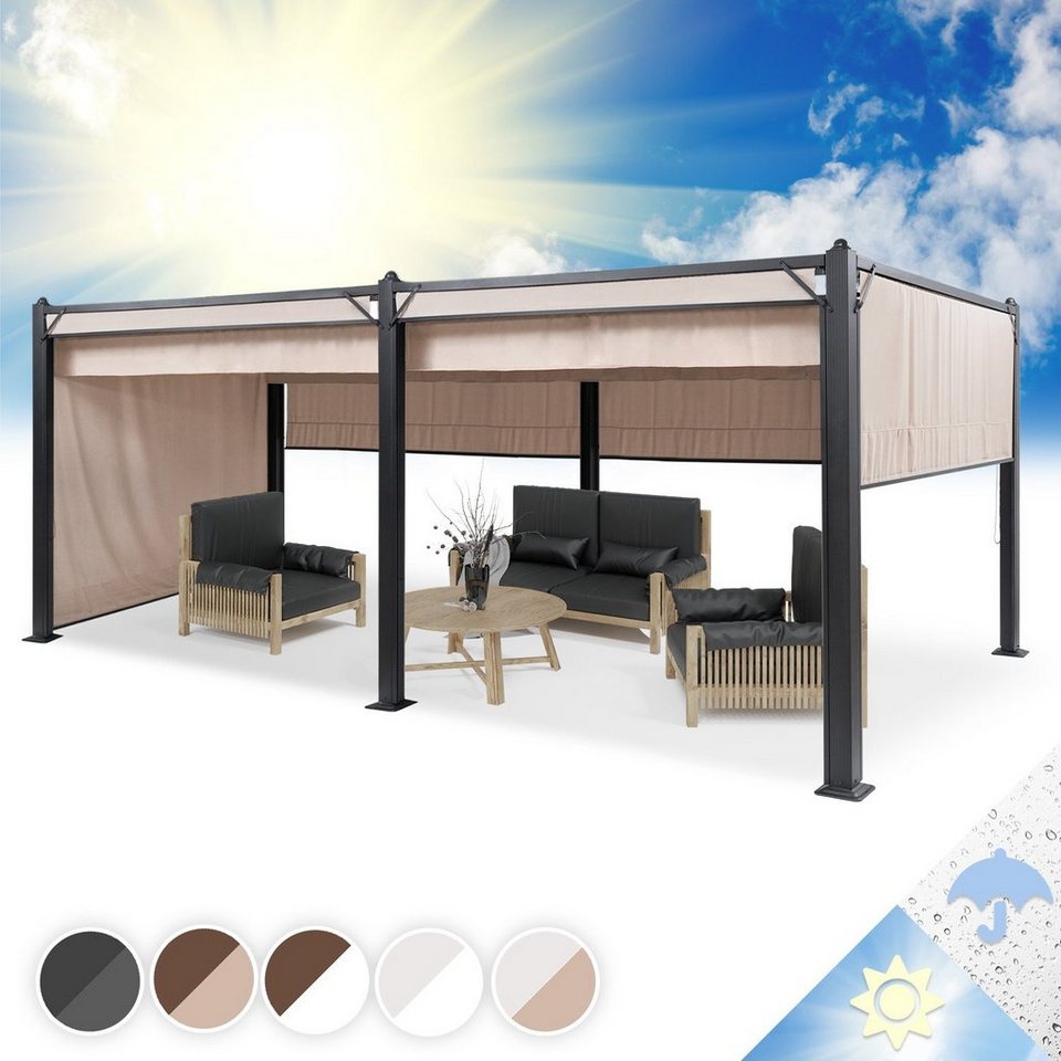 blumfeldt Pavillon »Pantheon Cortina Pavillon mit Dach 3x6m 4 Seitenteile beige«, (Set, Set), Pergola Terrassenüberdachung Grillpavillon…