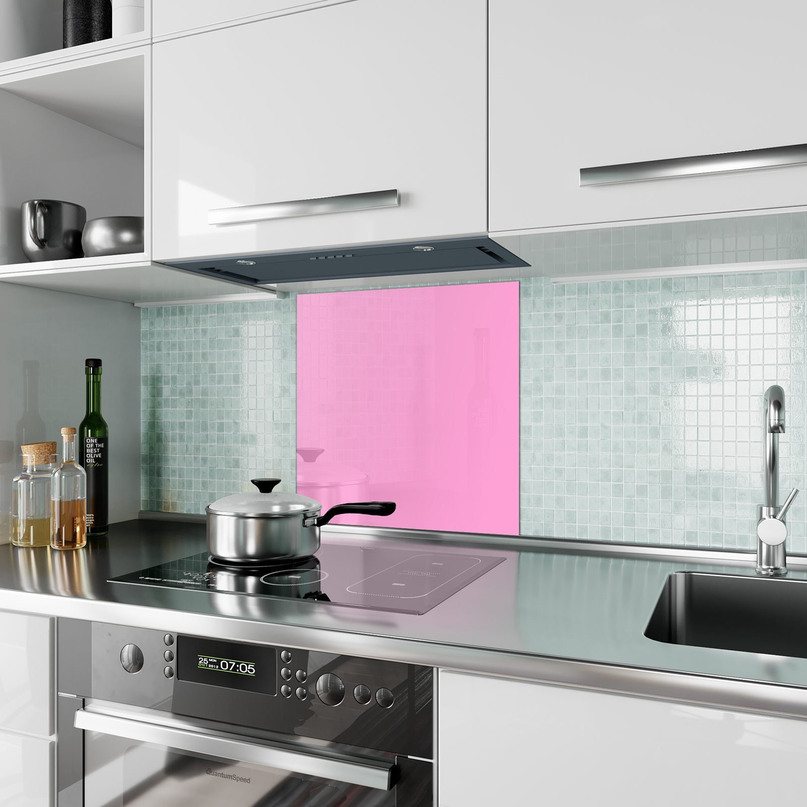 Küchenrückwand Hintergrund Glas Rosa Spritzschutz Primedeco