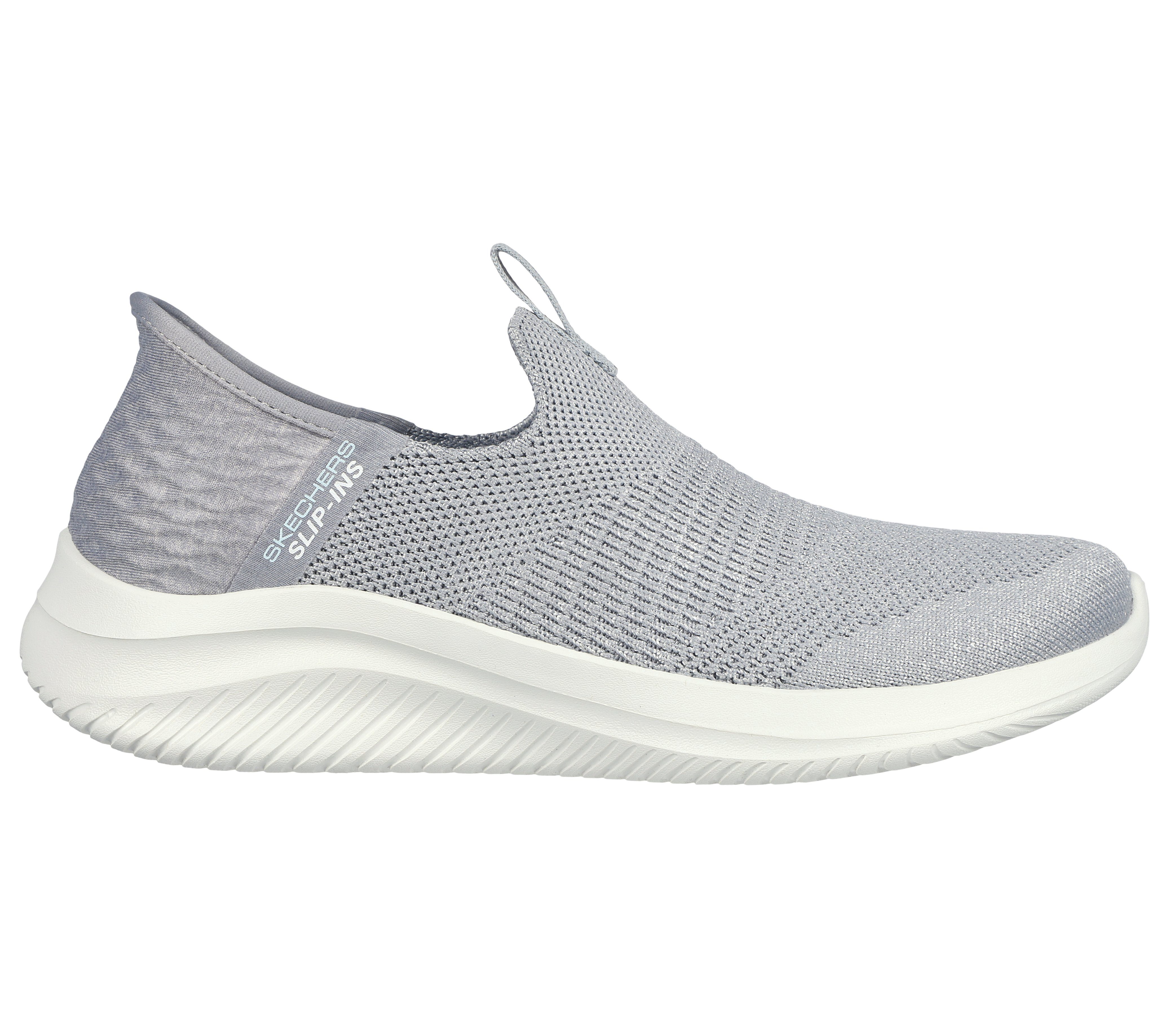 ULTRA Memory Skechers Gepolsterte STEP Hellgrau Air-Cooled SMOOTH 3.0 Slip-On Foam-Komfort-Innensohle Sneaker FLEX