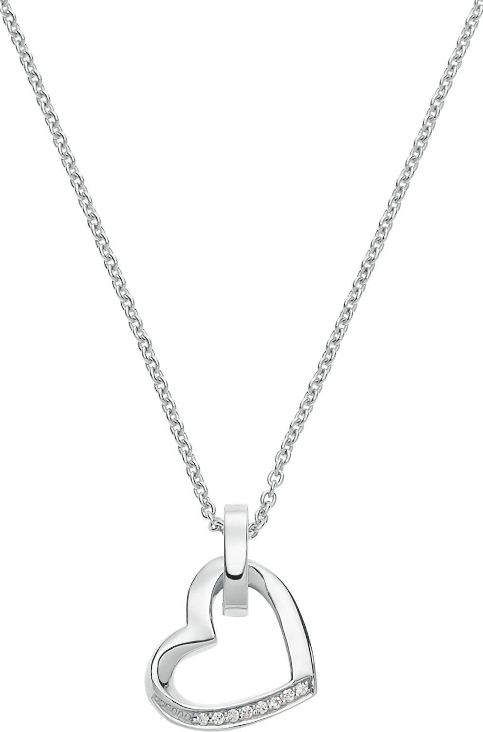 JETTE Kette mit Anhänger Twisted Heart Damen Halskette 925er Silber – Herzanhänger mit Zirkonia, 87088227NL
