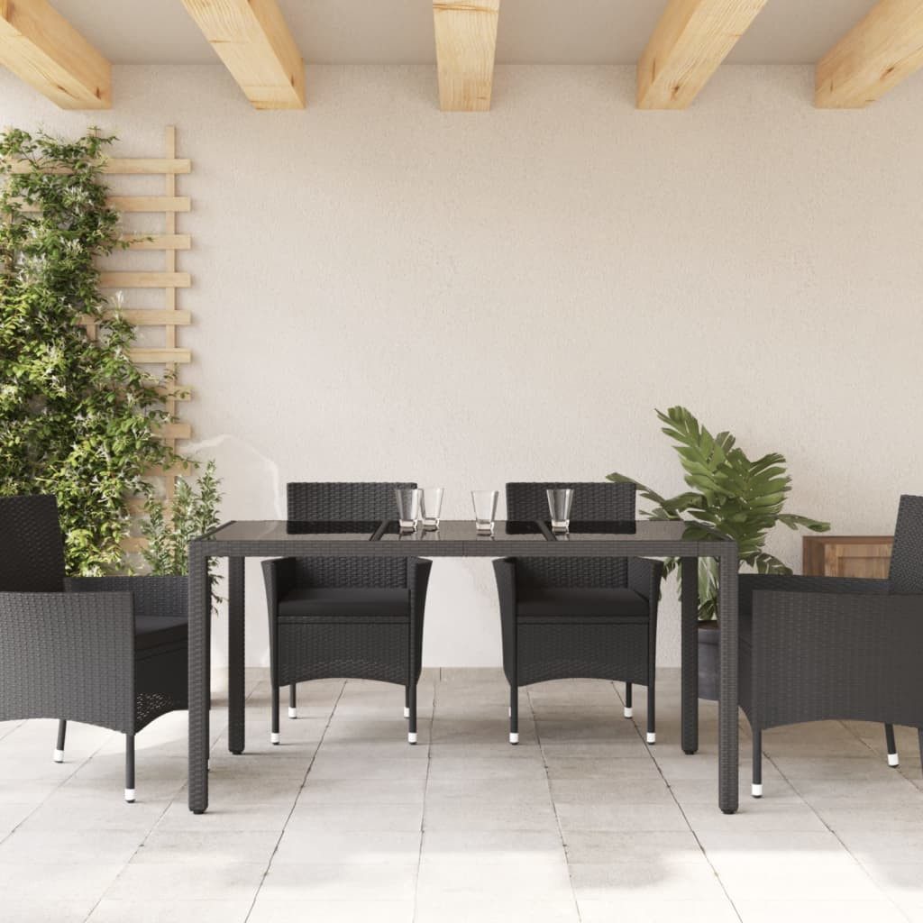 vidaXL Gartentisch Gartentisch mit Glasplatte Schwarz günstig online kaufen