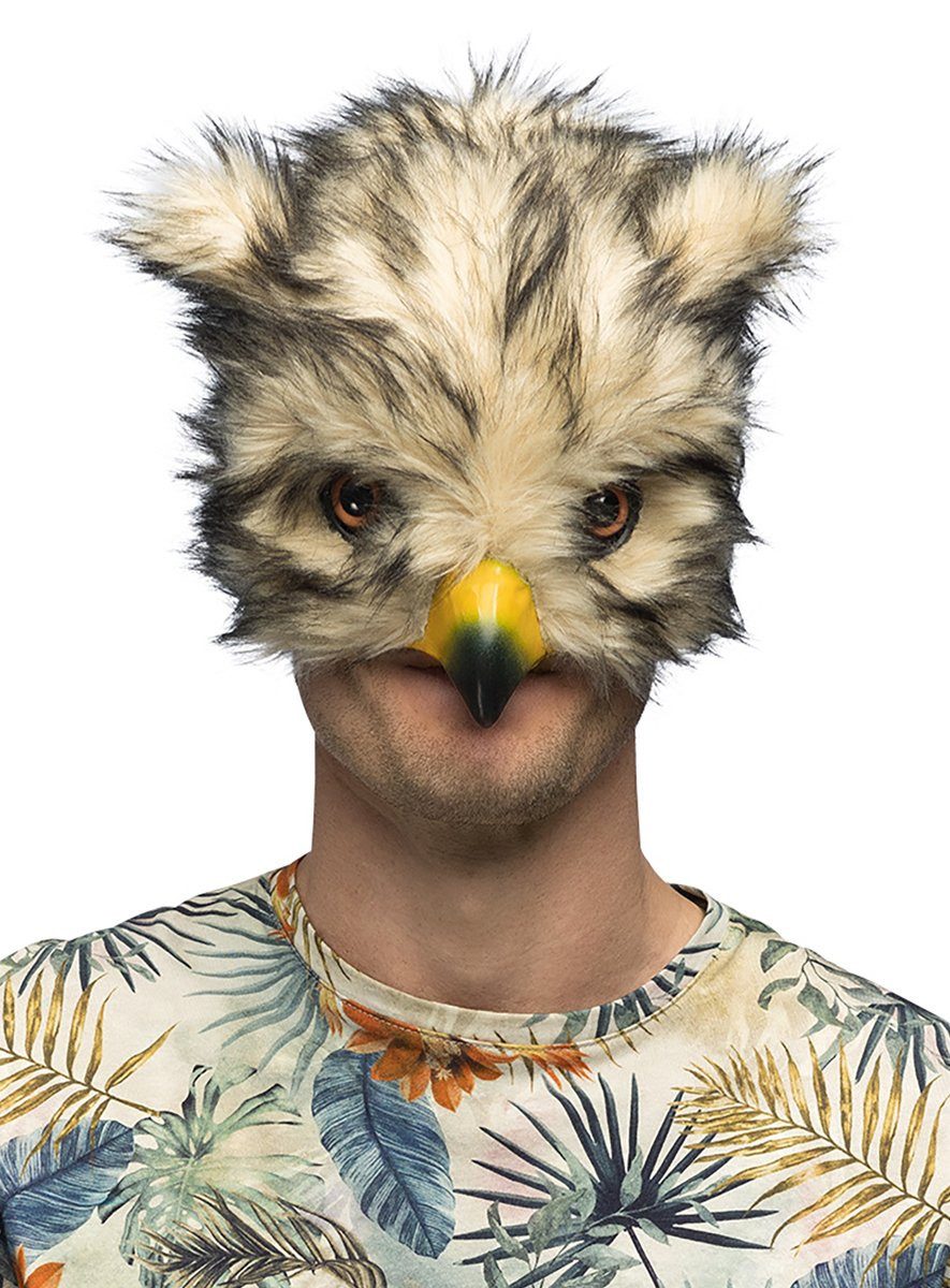 Boland Verkleidungsmaske Eule Halbmaske aus Plüsch, Bezaubernde Plüschmaske im Stil eines Kuscheltiers