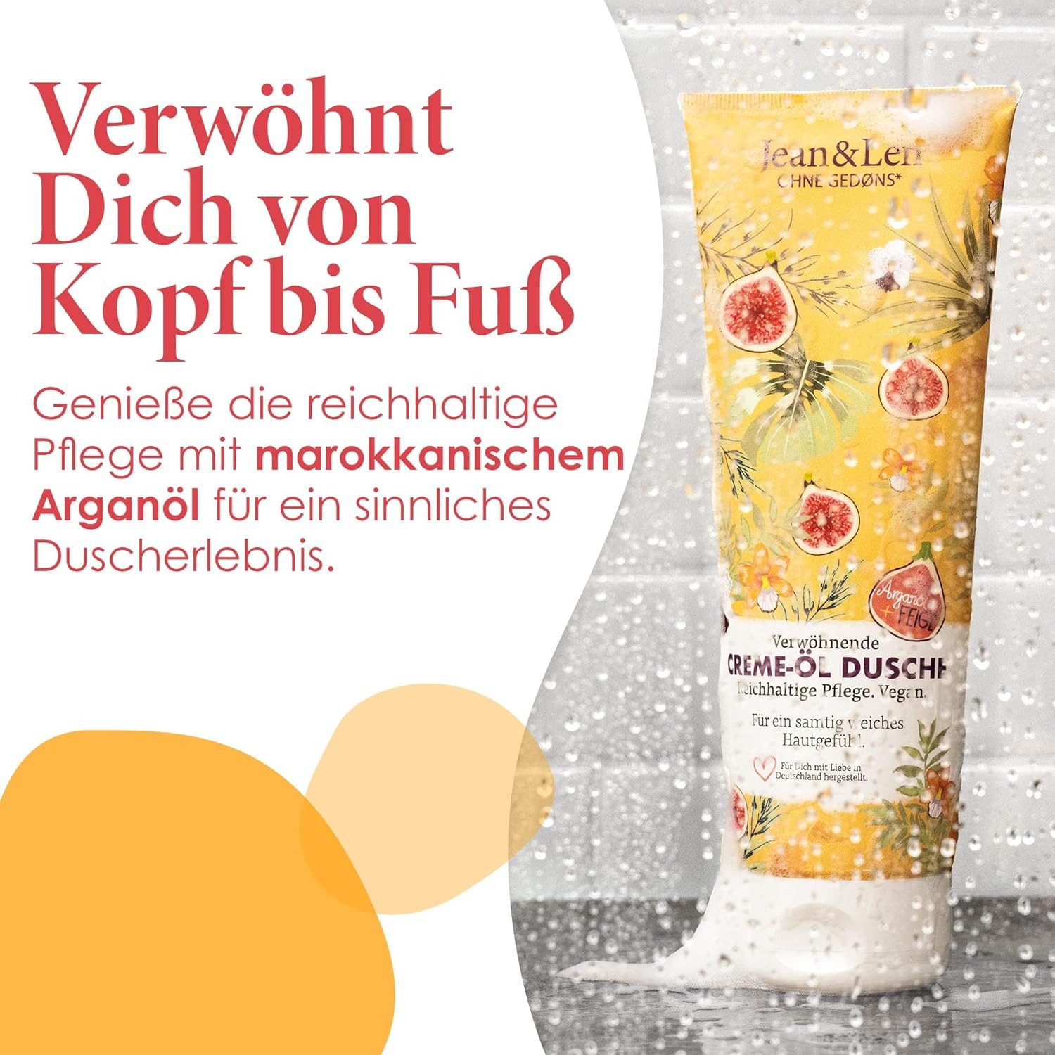Jean & Len ohne Gedons* Duschgel Verwöhnende Creme-Öl Dusche Arganöl & Feige, 1-tlg., Vegan