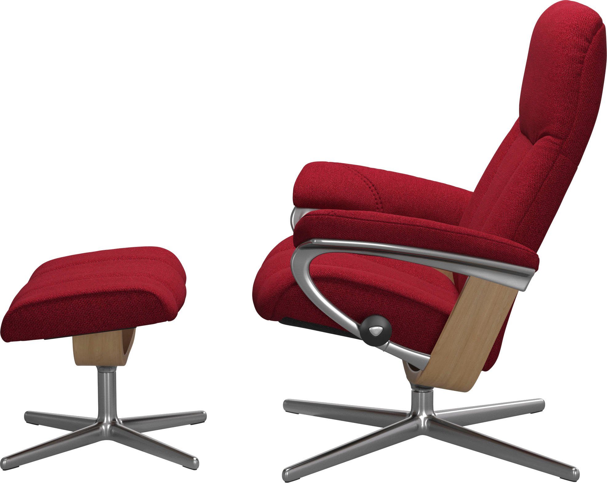 Consul mit Holzakzent mit Hocker, L, Größe Base, Cross M (Set, S, Stressless® Eiche mit Relaxsessel Relaxsessel & Hocker),