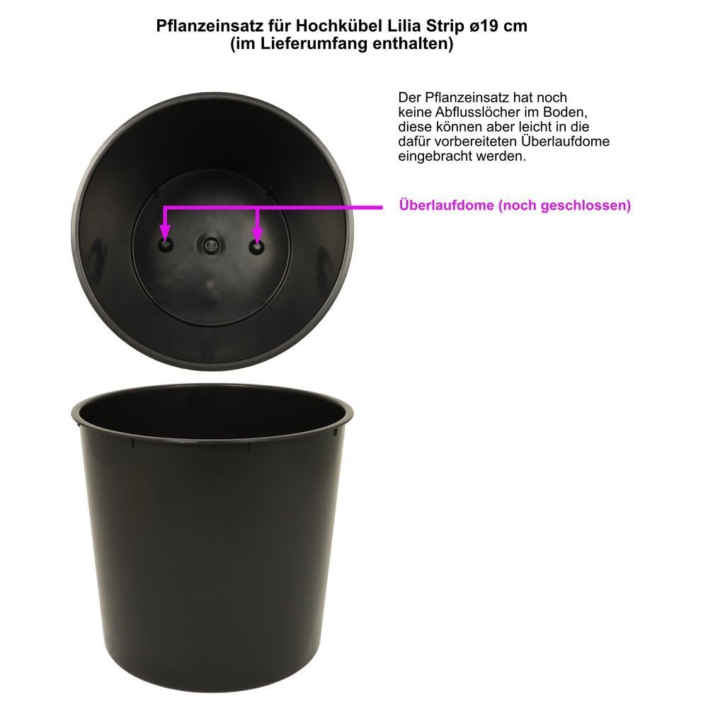 Übertopf UV-beständiger H=36 Strip - Pflanzgefäß - cm Lilia - - Pflanzentopf Heimwerkercenter anthrazit Blumenkübel MePla Kübel - - cm Hochkübel - / wetterfestes ø19