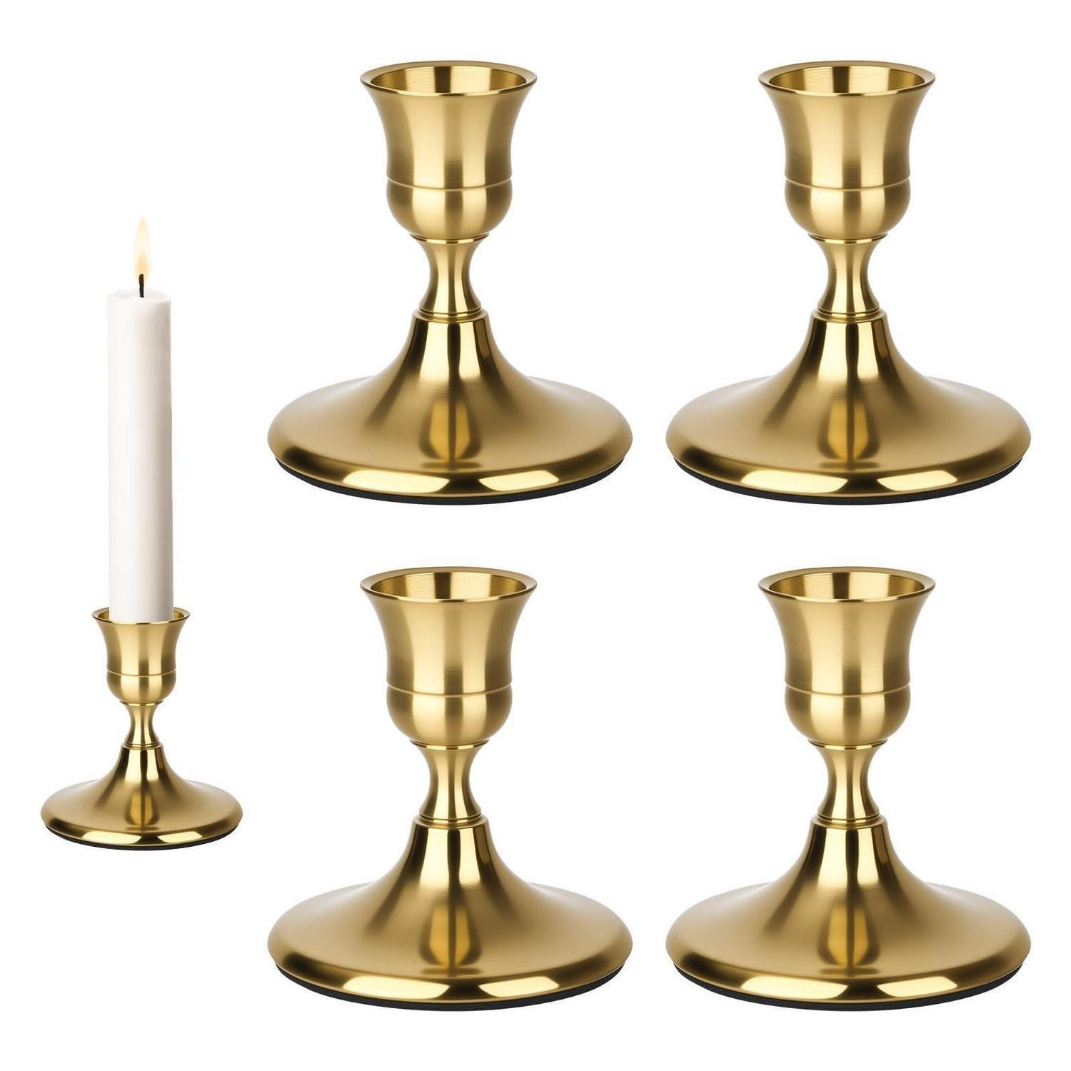 LuxusKollektion Kerzenständer Kerzenständer Gold 4er Set Retro Elegant (4 St)