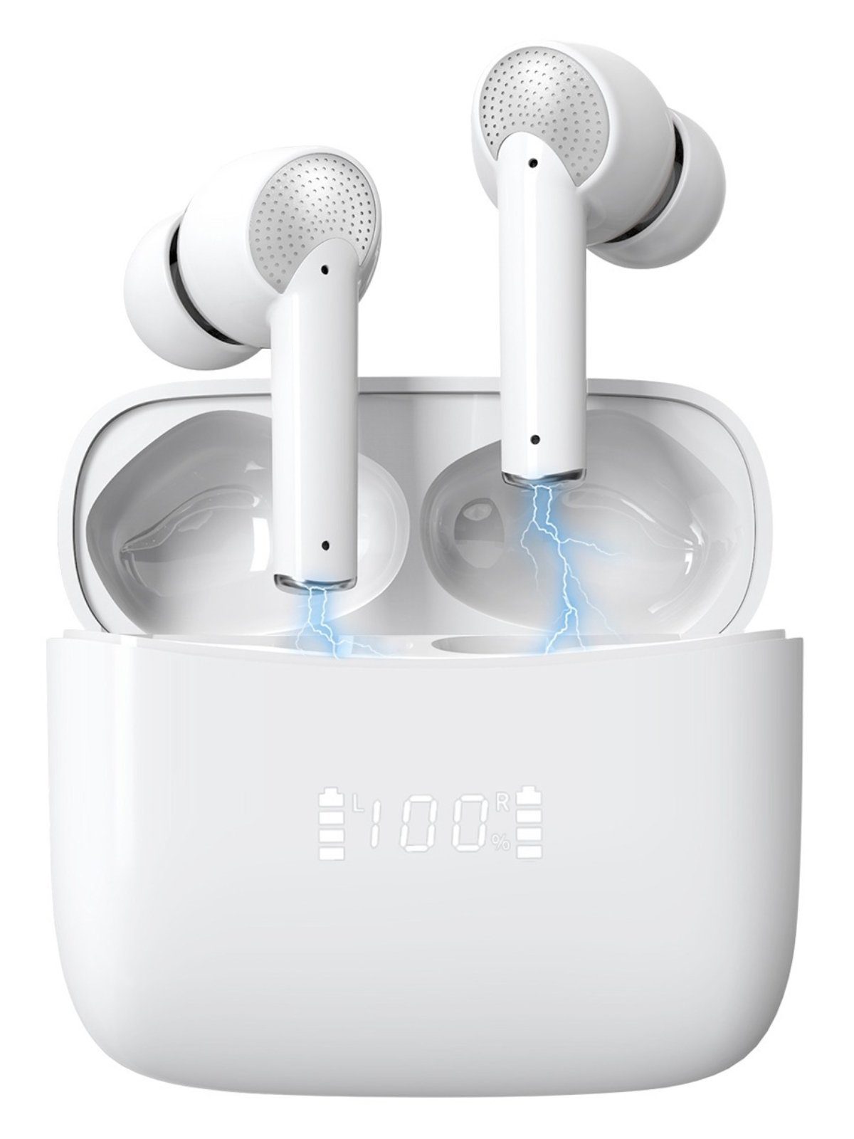 7Magic Bluetooth 5.3 ANC+ENC Rauschunterdrückung Headset wireless In-Ear-Kopfhörer (Aktive Noise Cancelling Kabellose, Earbuds für iPhone Samsung Huawei) J8 pro, Weiß