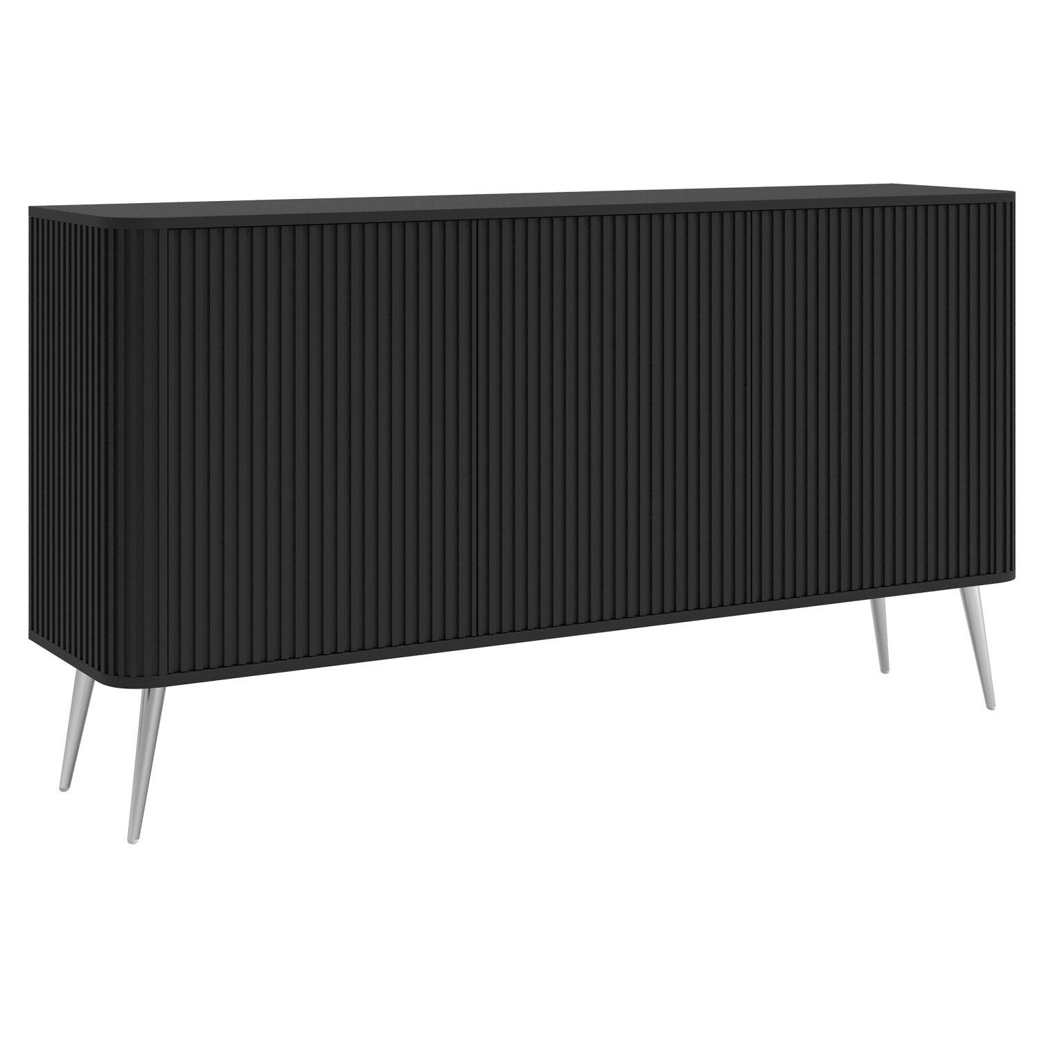 Selsey Sideboard OVARLO, 3-türig mit 6 Fächern, geriffelten Fronten und Metallbeinen