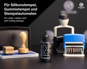 OCTOPUS Fluids Stempelfarbe für Stempelkissen und Selbstfärber ohne Öl, schwarz Stempelkissen